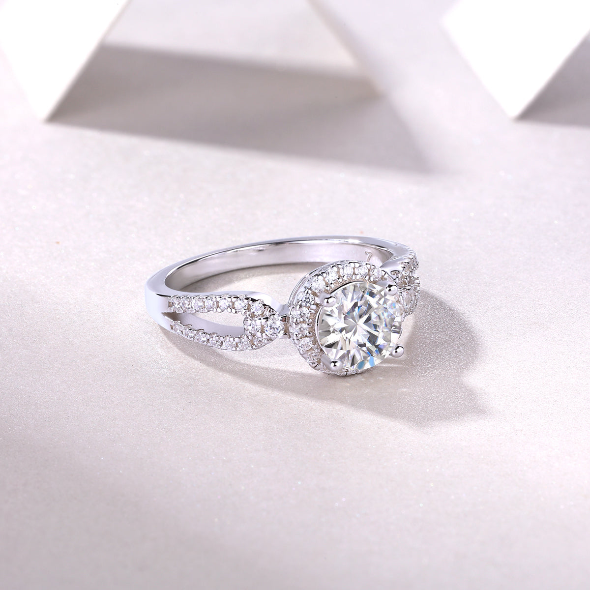 Moissanite Ring 1ct S925 Silver Platinum