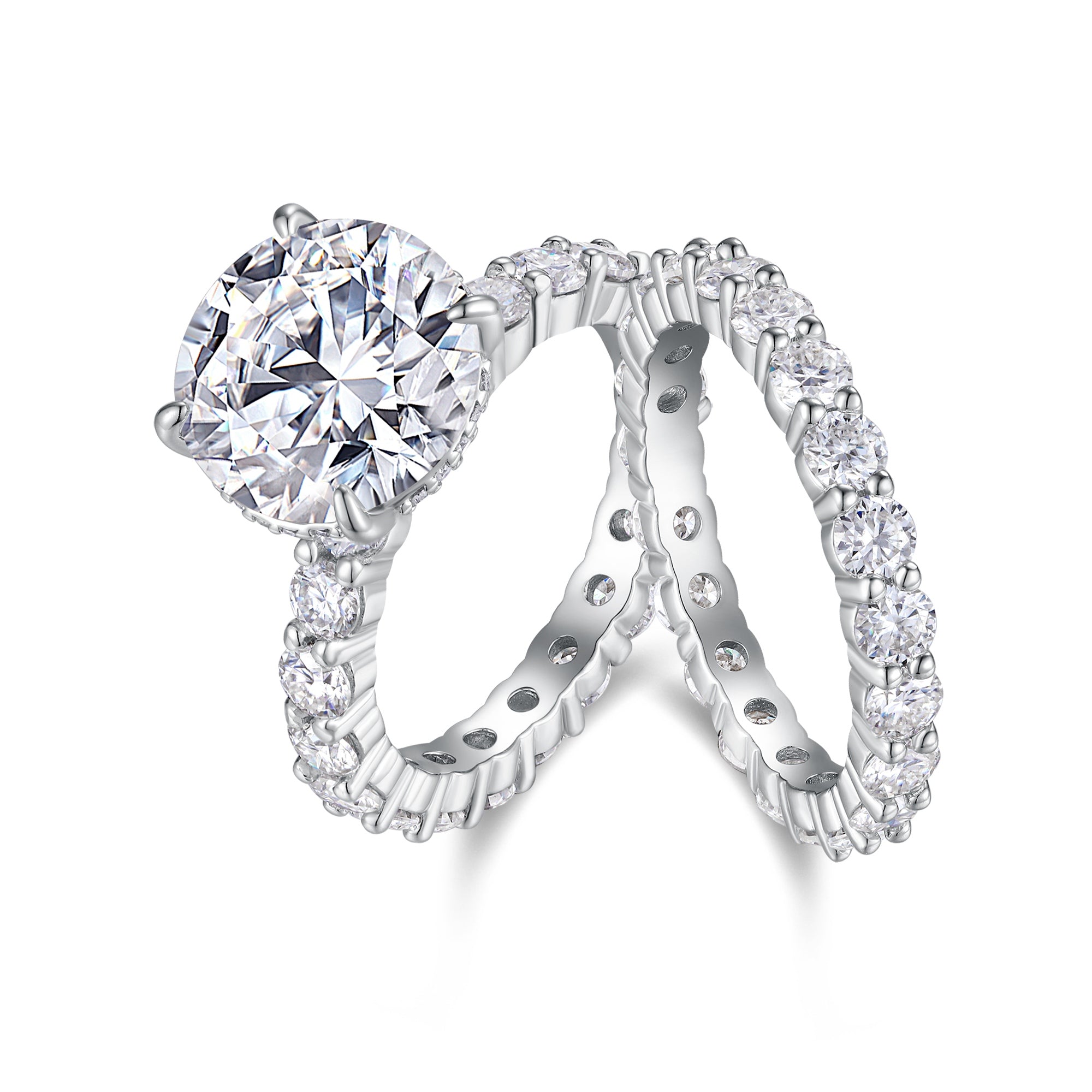 Time Vow Moissanite Ring Set 5ct Silver