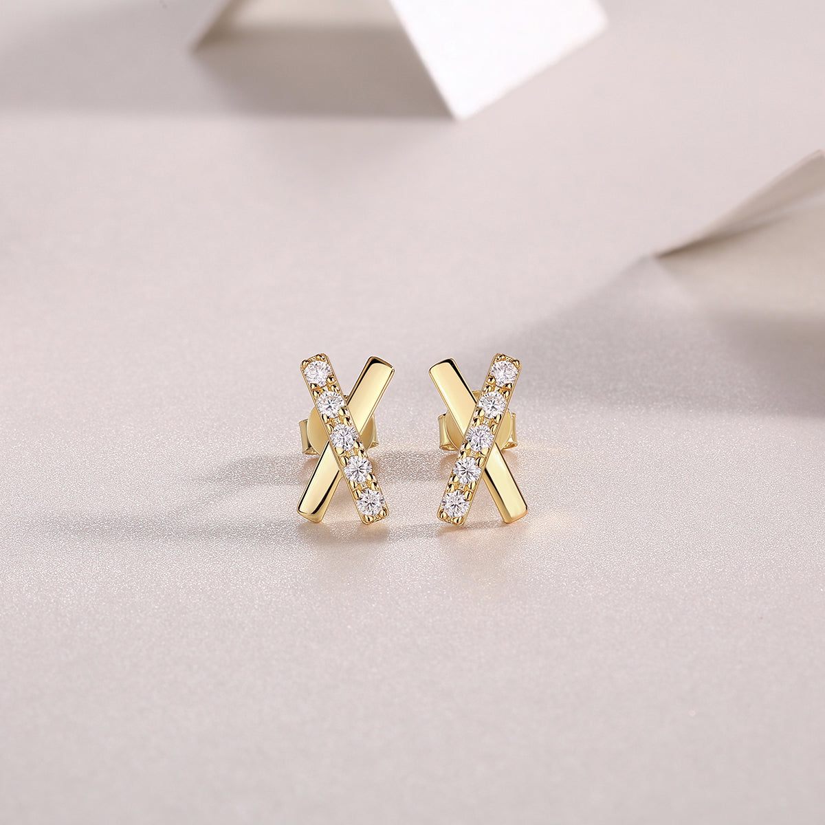 Quintessence Moissanite Stud Earrings Gold-Plated