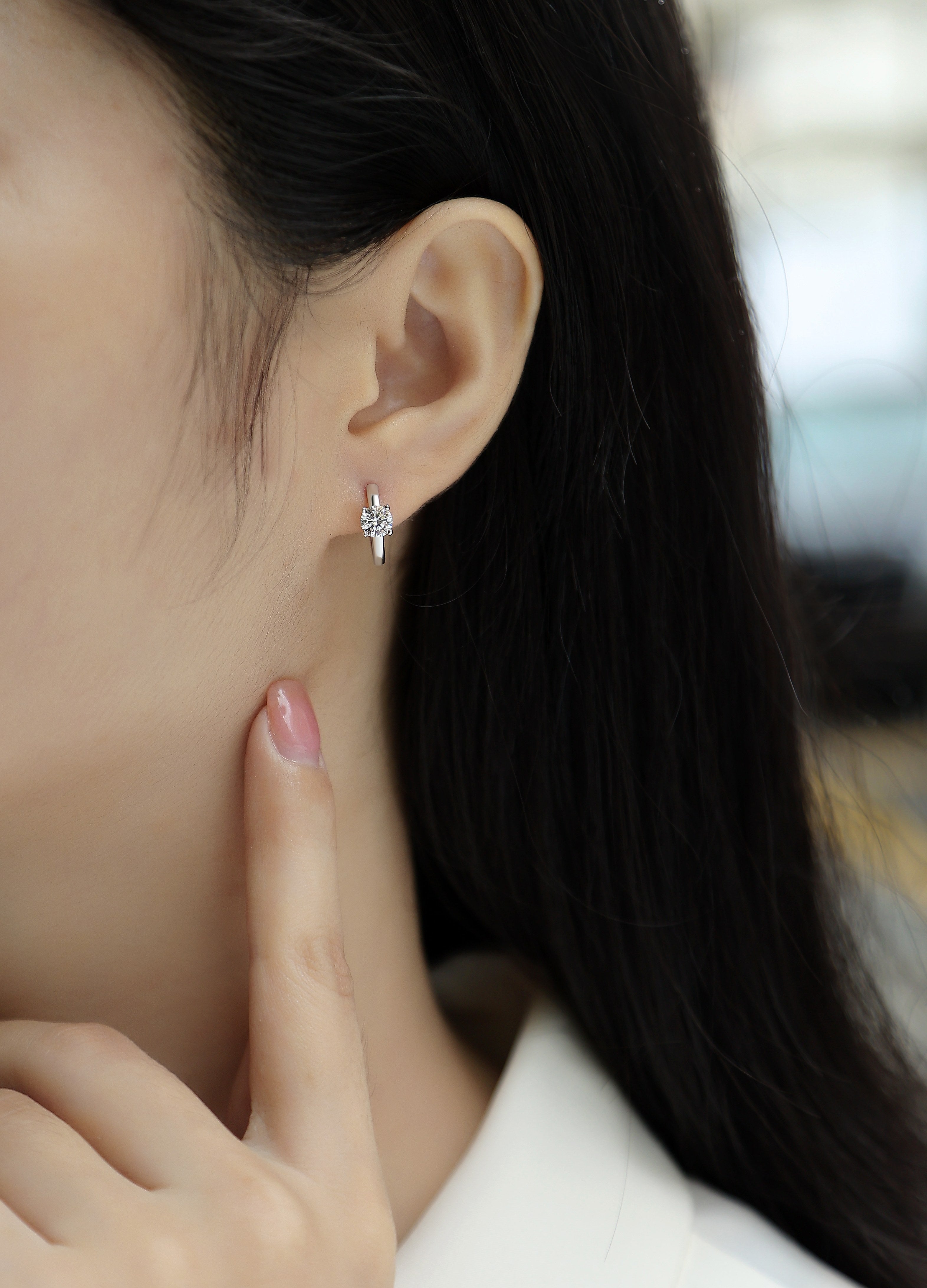 Space Grain Moissanite Earrings 0.5ct Silver