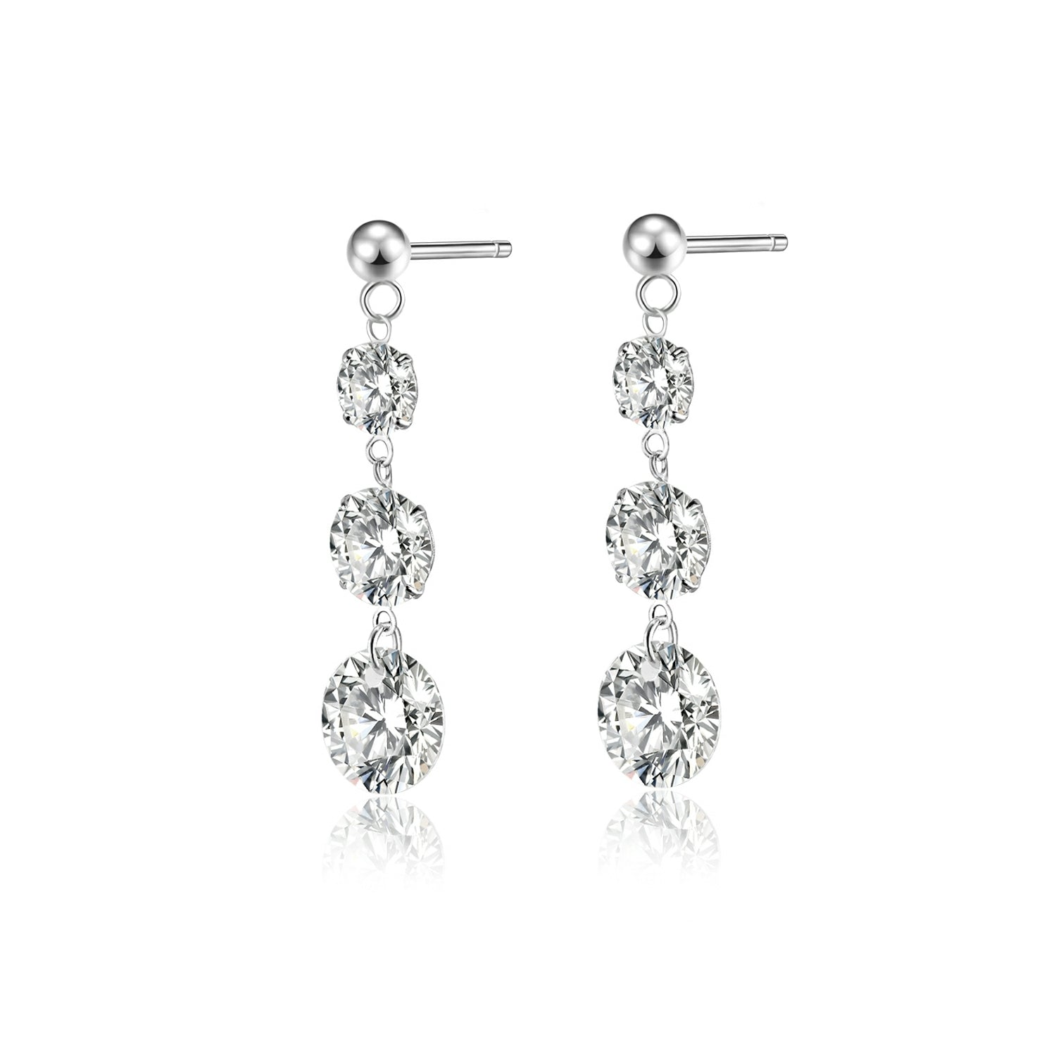 Moissanite Earrings 2ct Platinum Silver