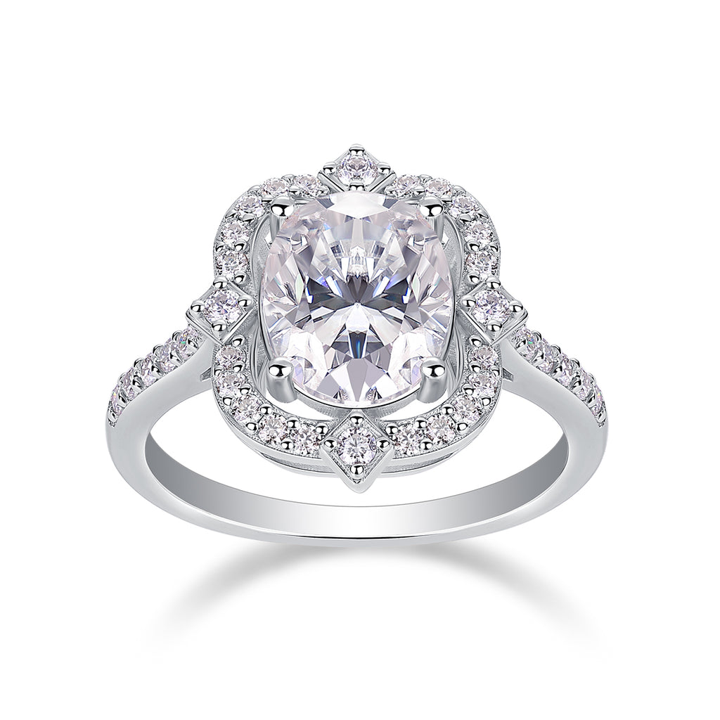 Nebula Veil Moissanite Ring - Silver Oval 8x10