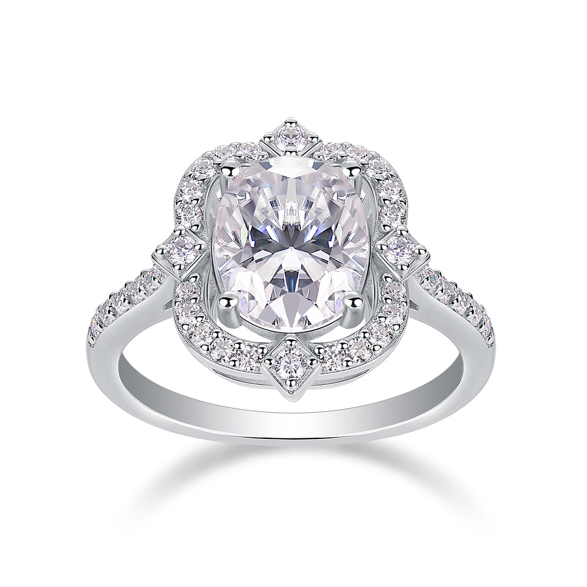 Nebula Veil Moissanite Ring - Silver Oval 8x10