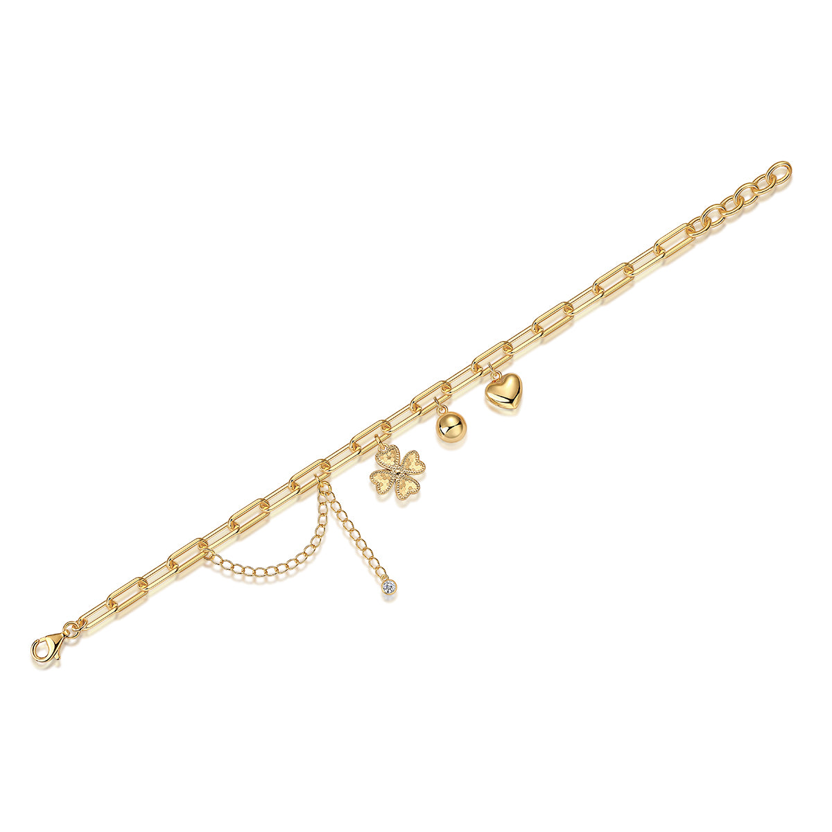Golden Charm Bracelet - Moissanite 0.5ct Gold