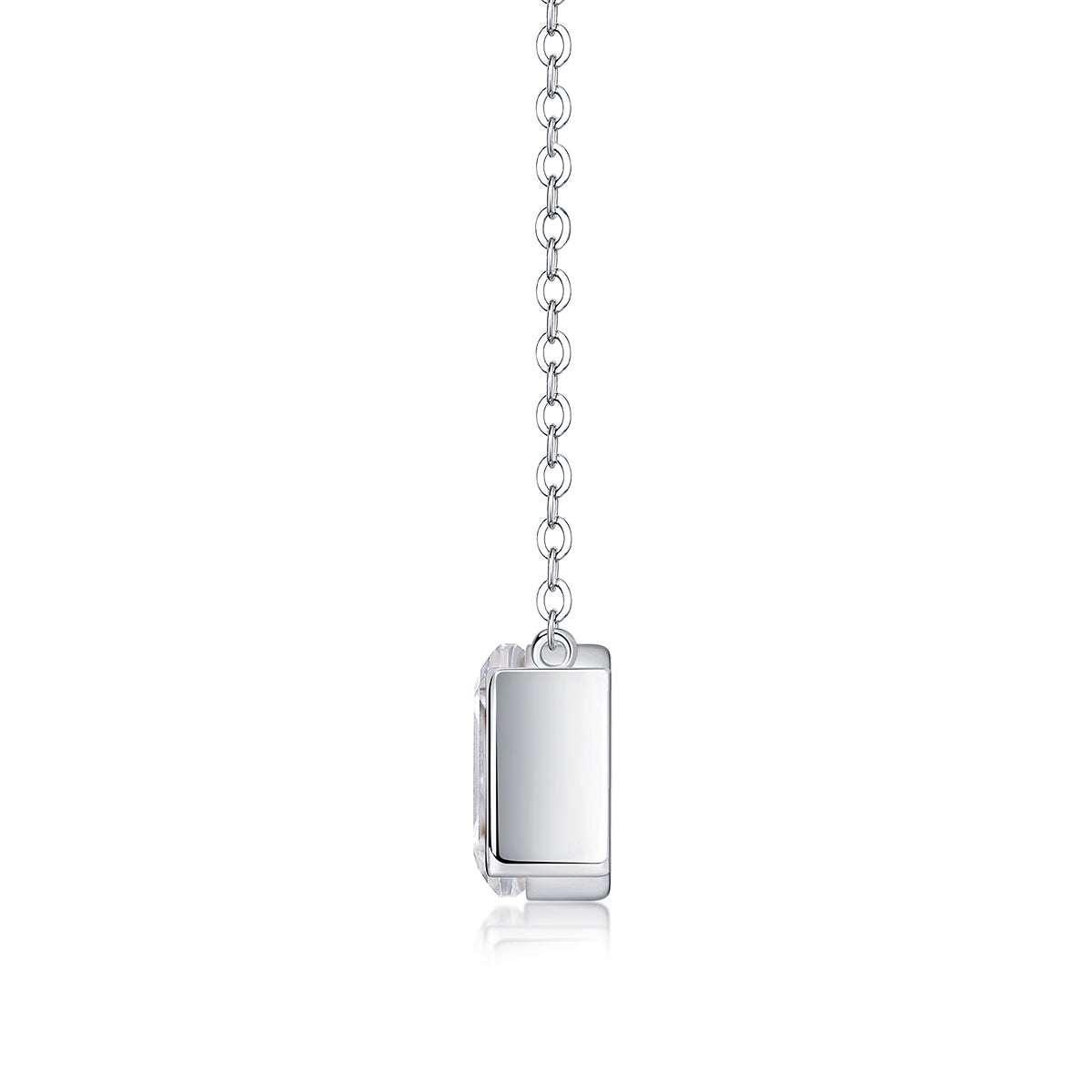 Moissanite Octagonal Necklace - Silver 40cm