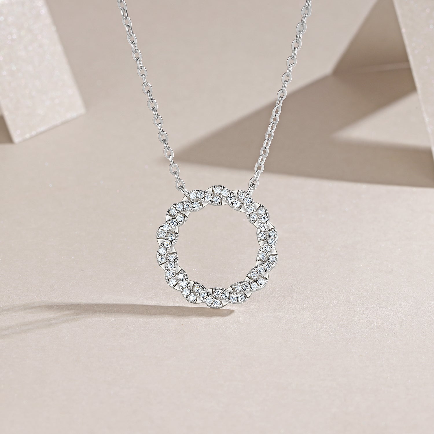 Crystal Halo Moissanite Necklace - S925 Silver