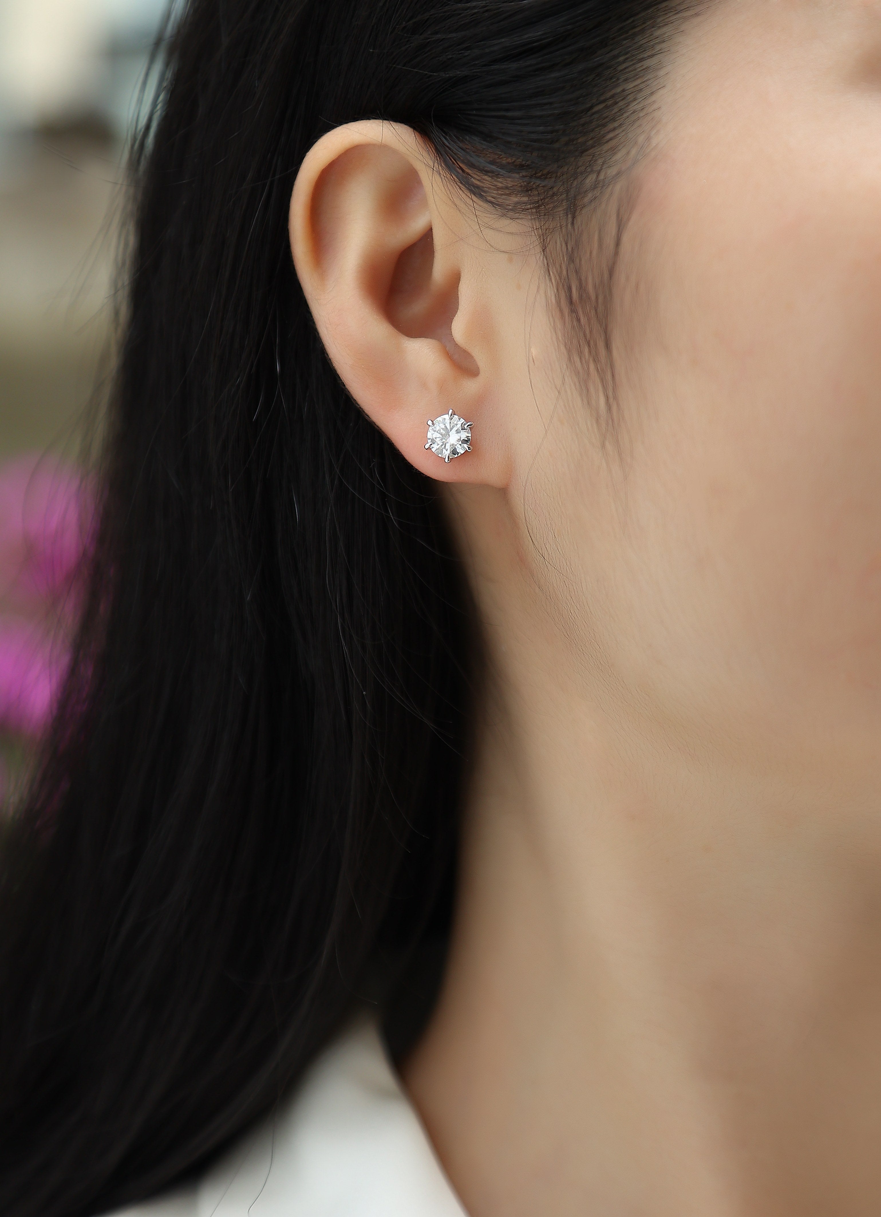 Moissanite Stud Earrings 1ct S925 Silver Platinum