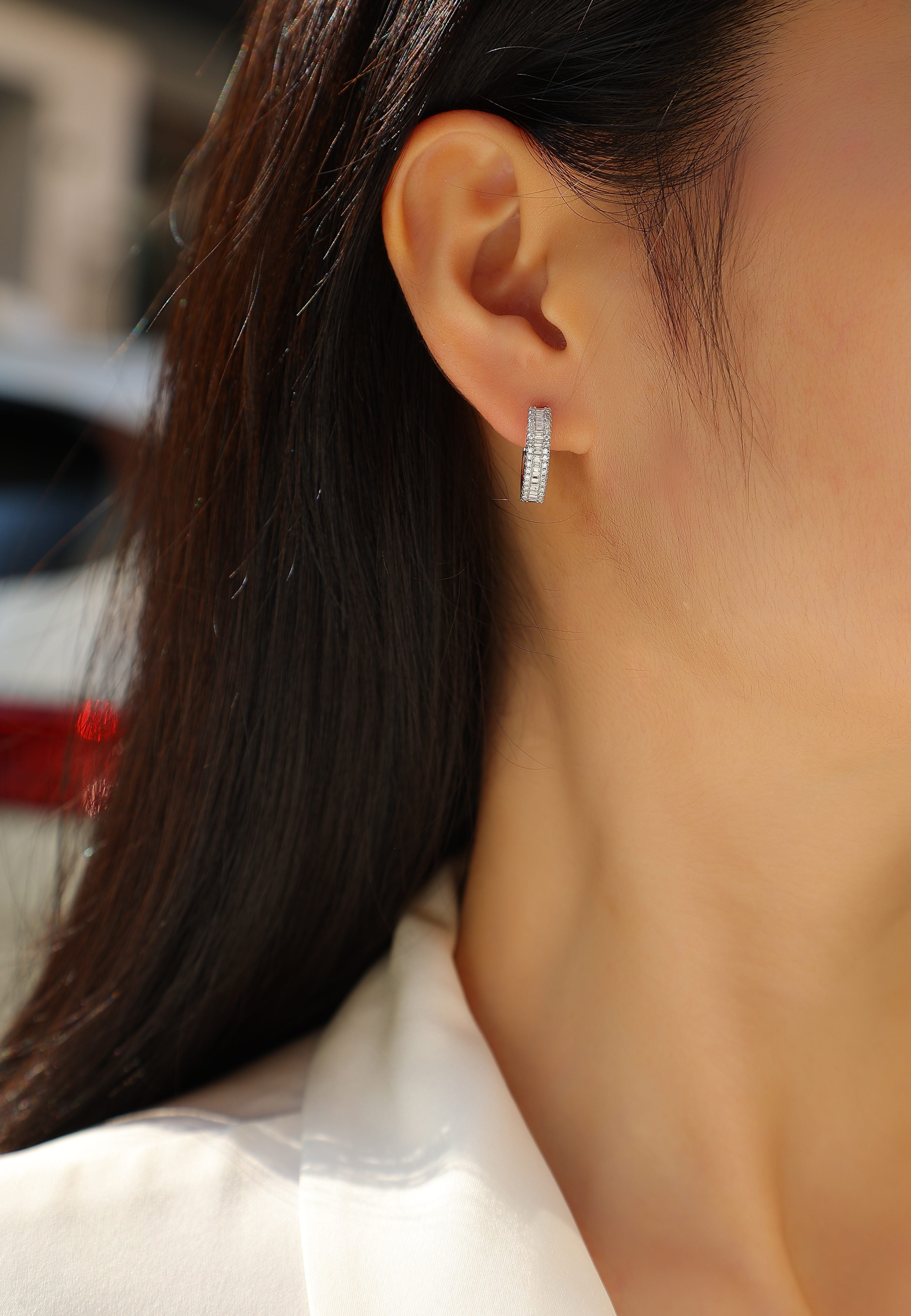 Moissanite Stud Earrings - Silver Plated