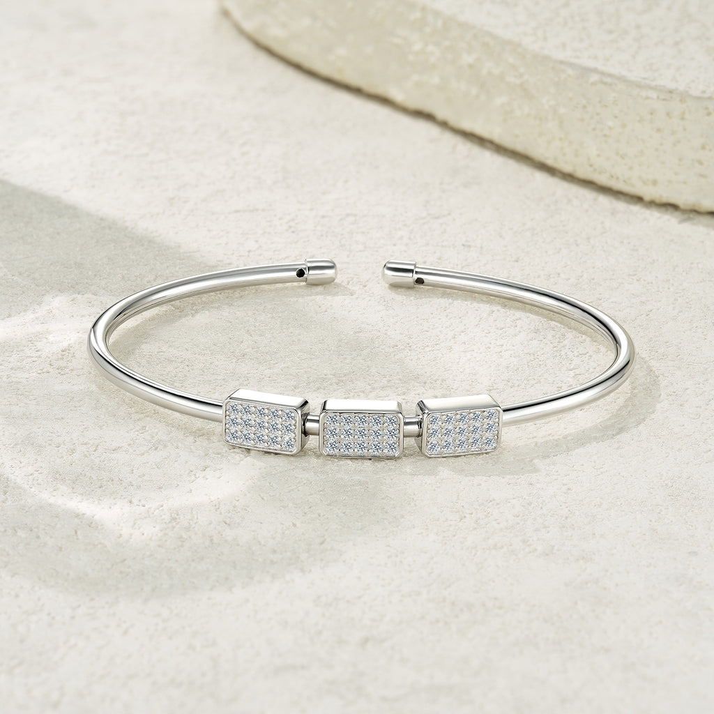 Satin Trace Moissanite Cuff S925 Silver