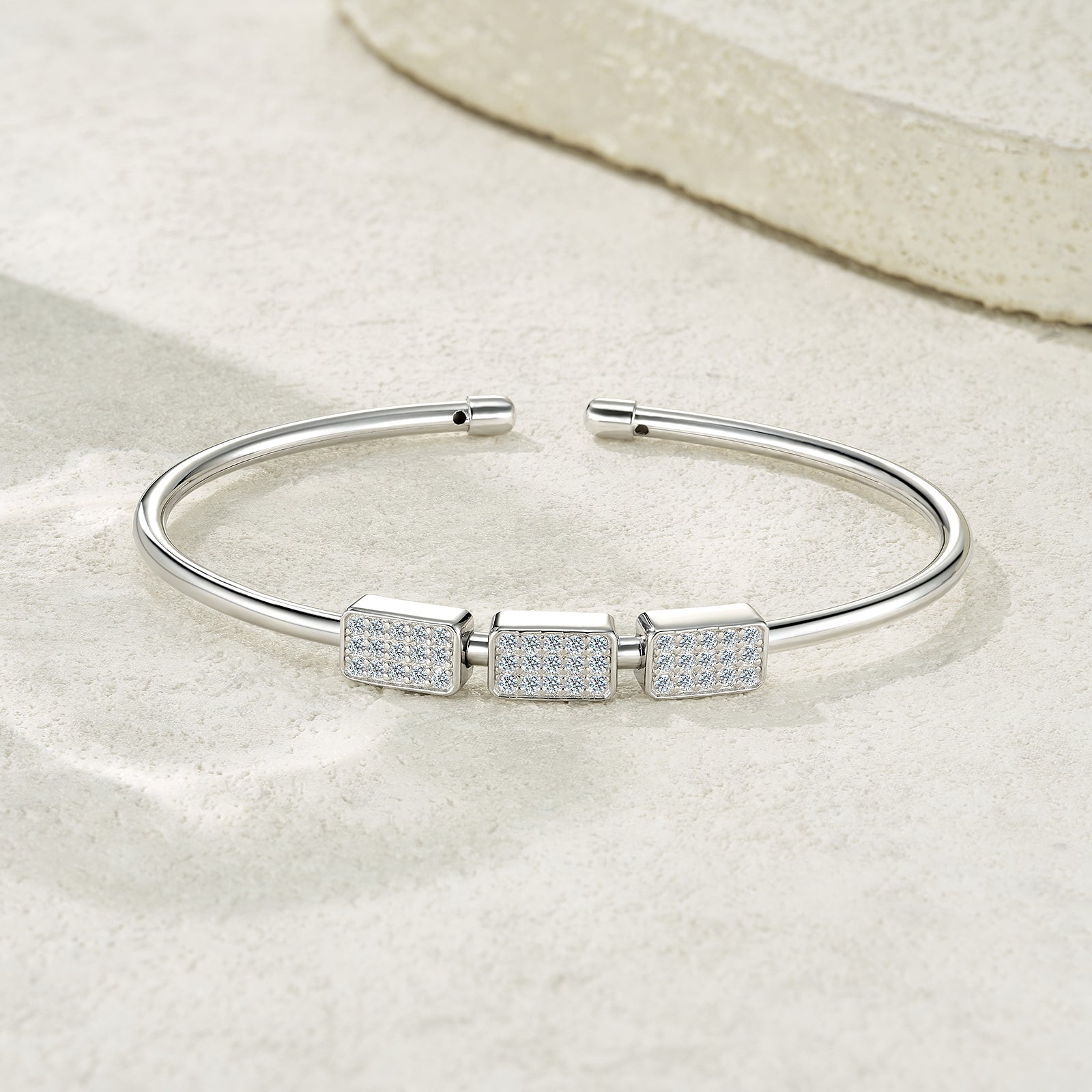 Satin Trace Moissanite Cuff S925 Silver