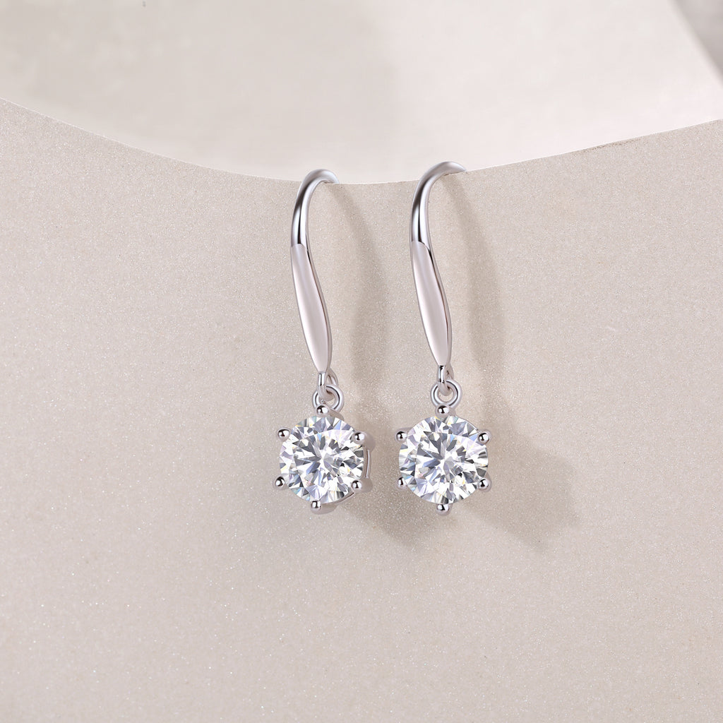 Silver Moissanite Stud Earrings 1 Carat S925