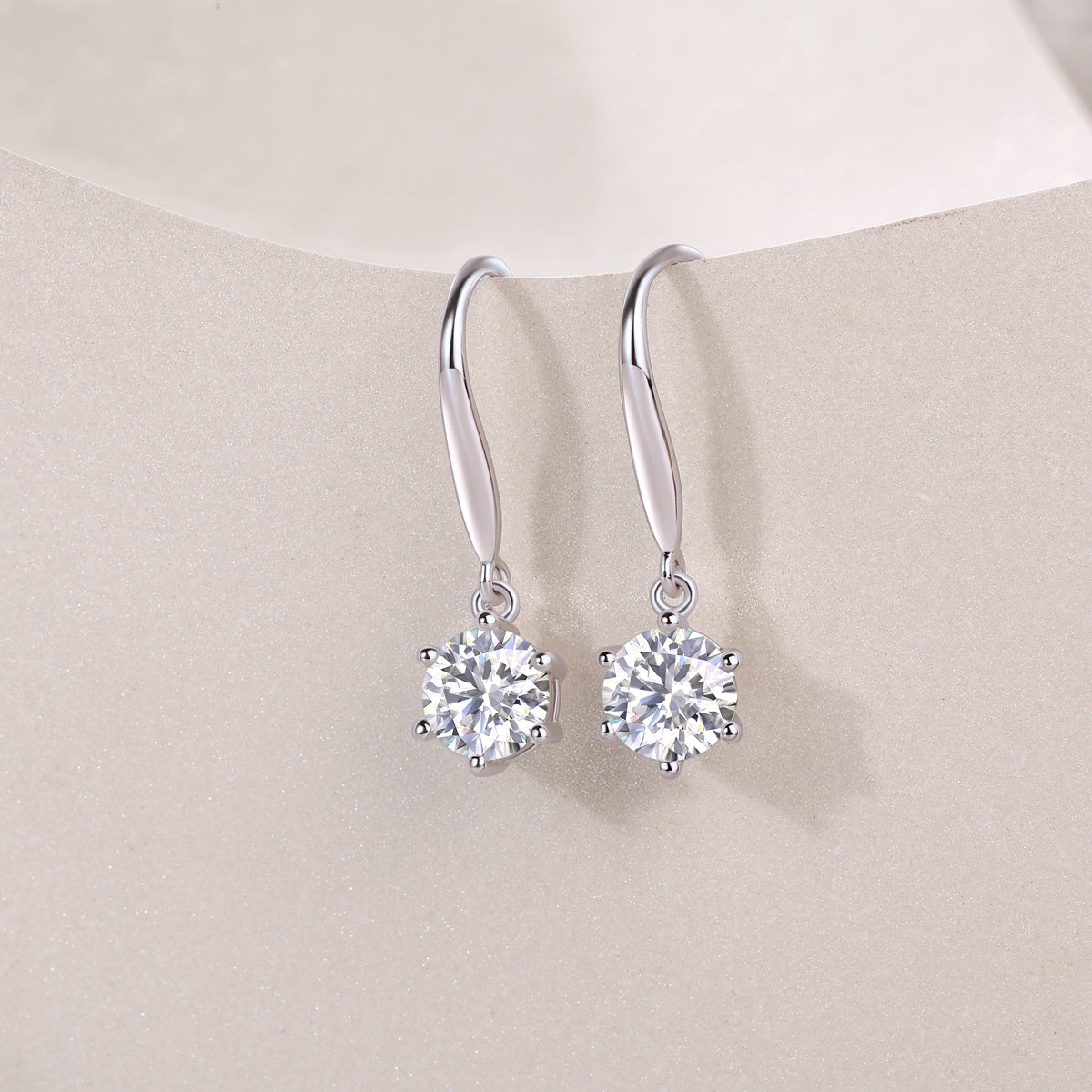 Silver Moissanite Stud Earrings 1 Carat S925