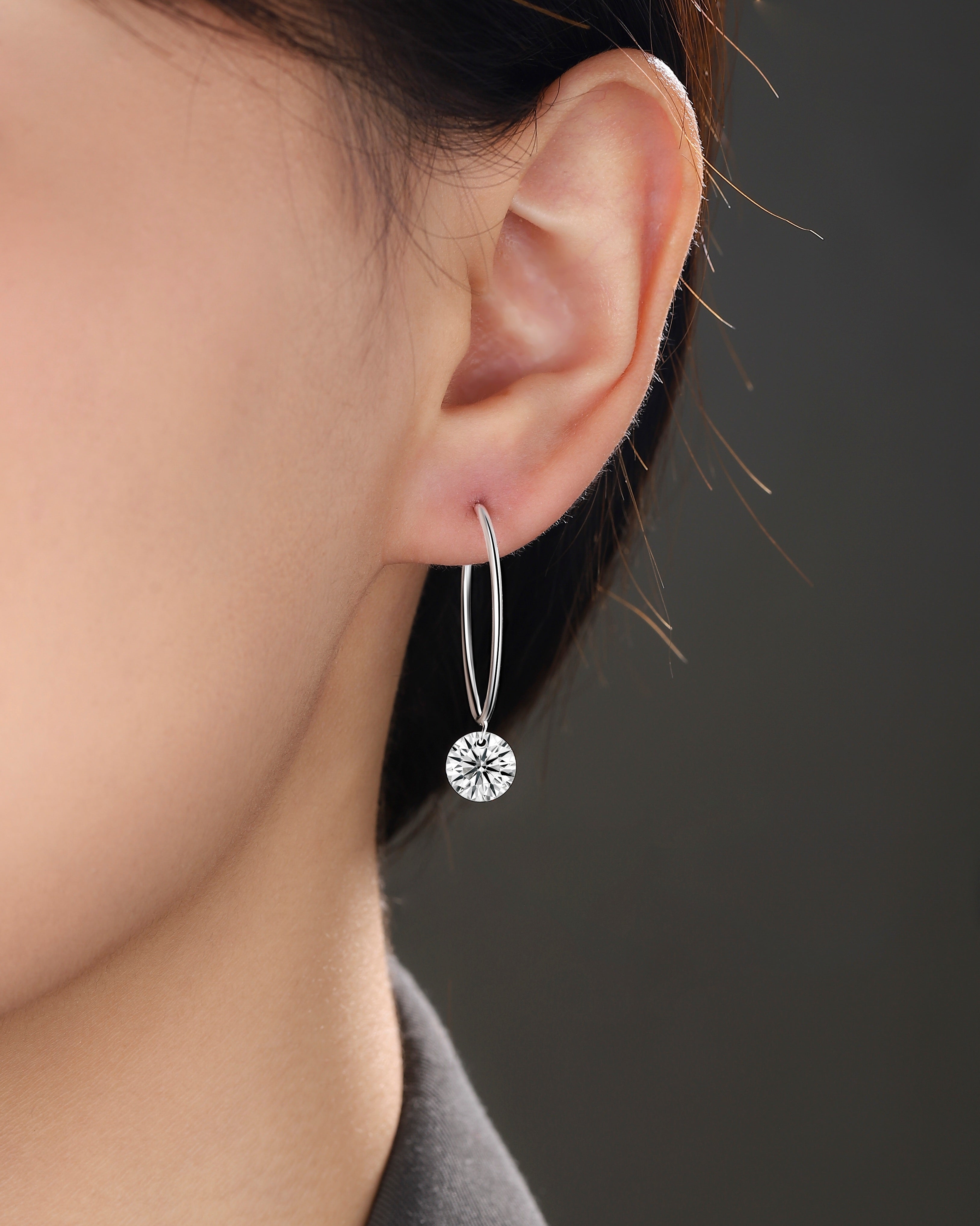 Hidden Grace 2ct Moissanite Earrings - Silver