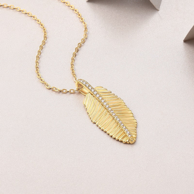 Fallen Leaves Moissanite Necklace Gold