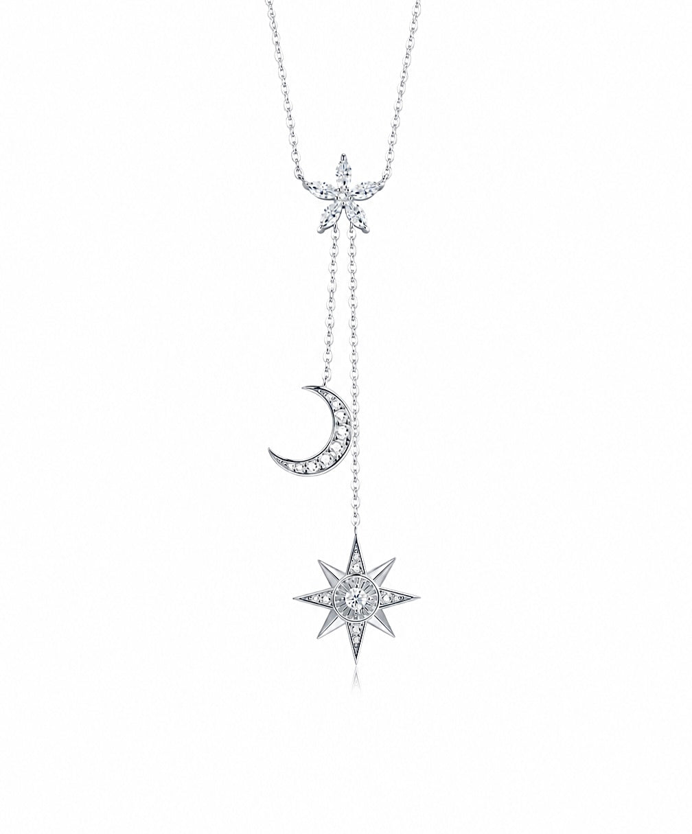 Minimalist Moissanite Silver Pendant Necklace Set