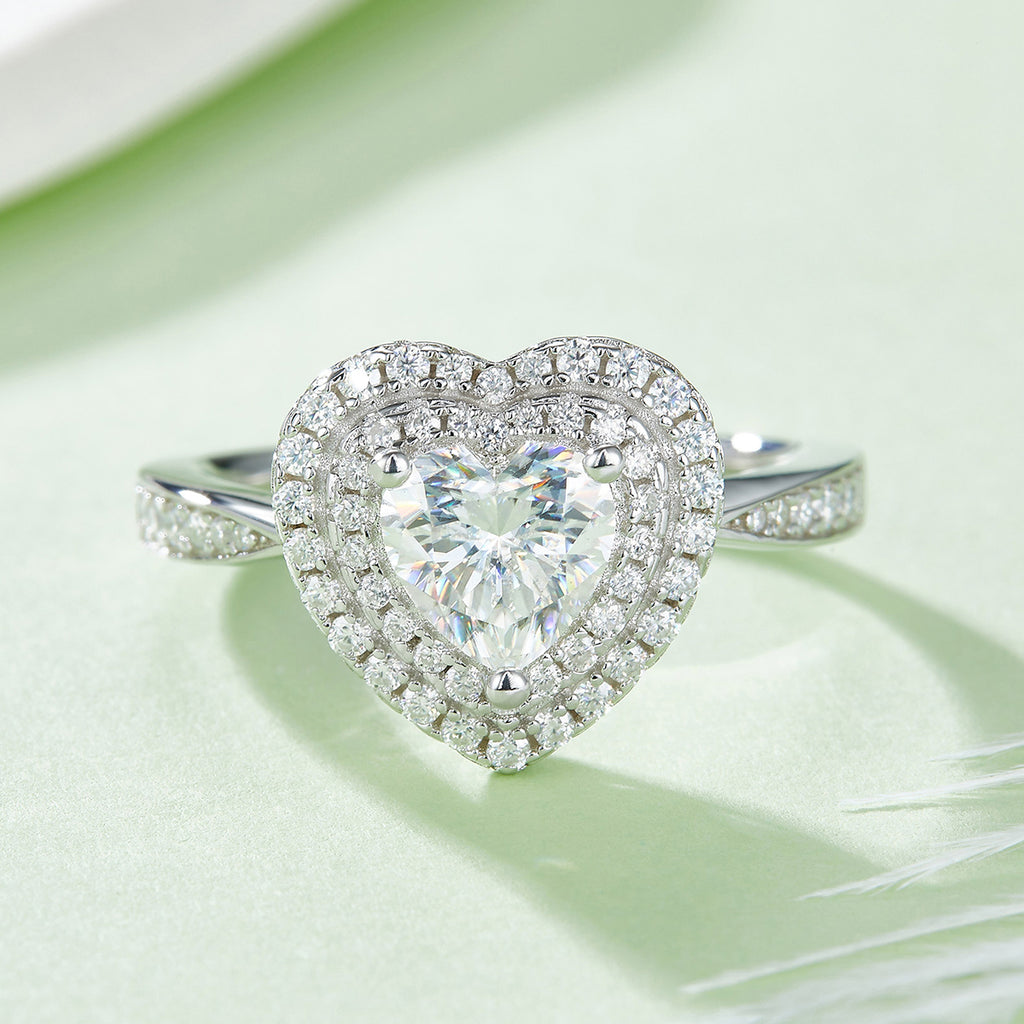 Mimosa Ring Heart Moissanite Silver