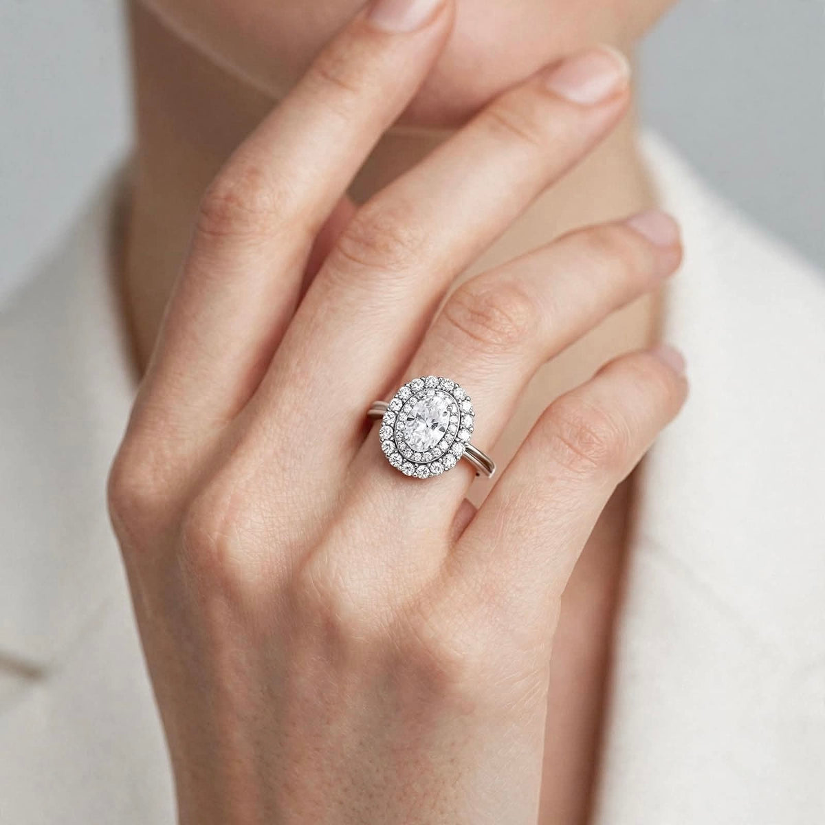 Double Halo Promise Moissanite Ring
