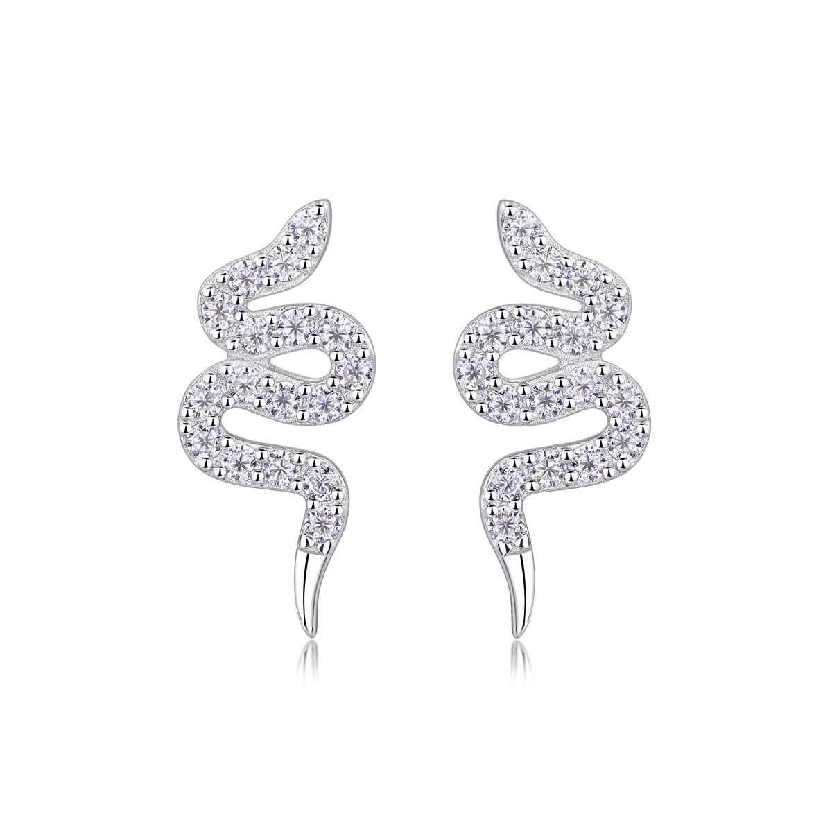 Mystic Serpent Moissanite Stud Earrings Silver
