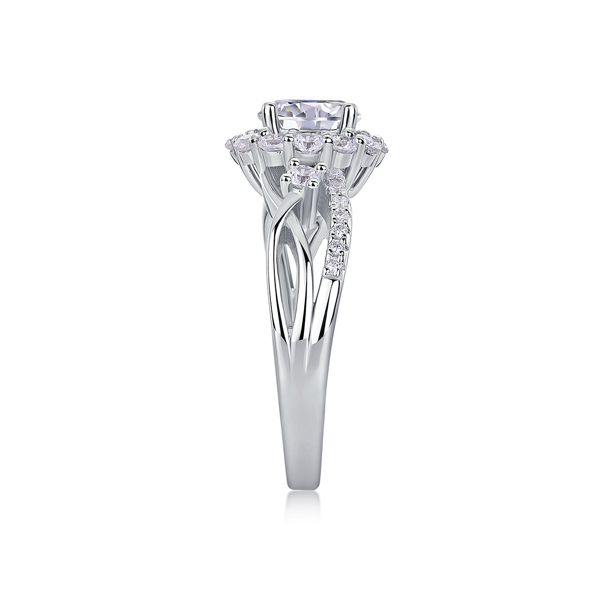 Snow Lotus Moissanite Ring 2 Carat Silver