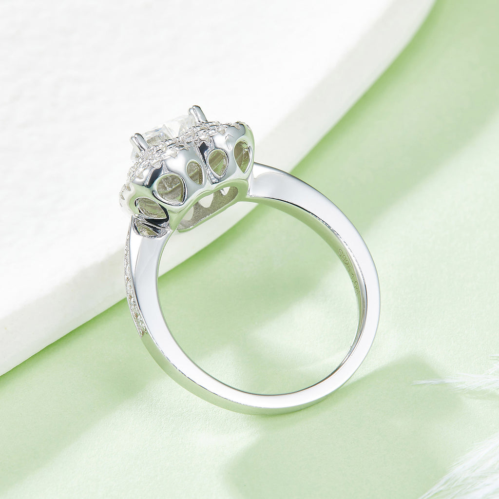 Mimosa Ring Heart Moissanite Silver