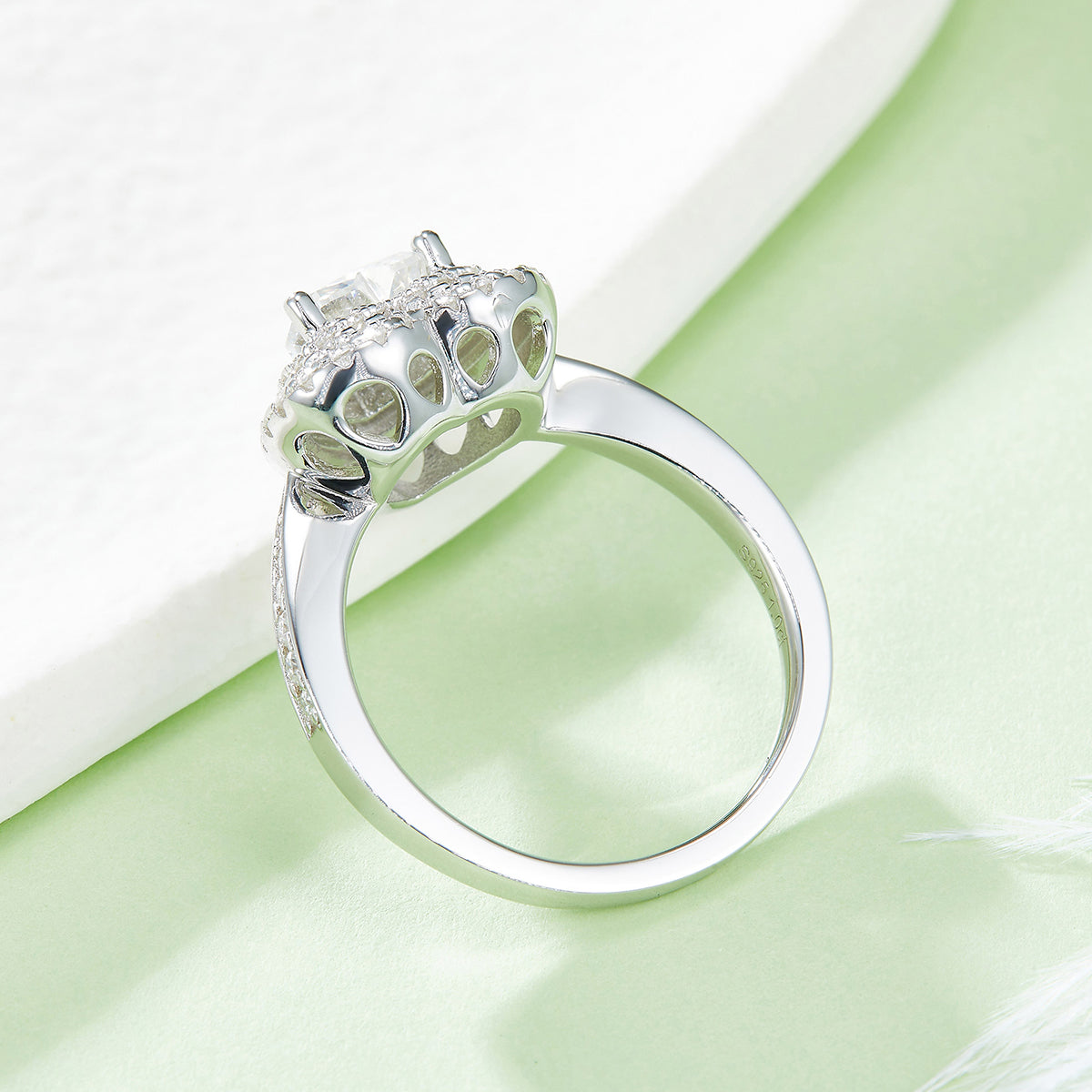Mimosa Ring Heart Moissanite Silver