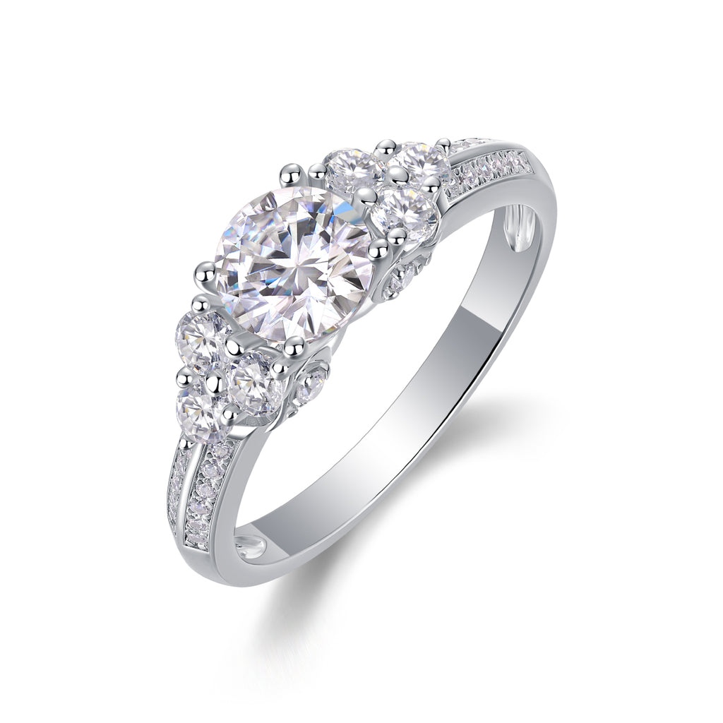 Coral Dream Moissanite Ring 1 Carat Silver