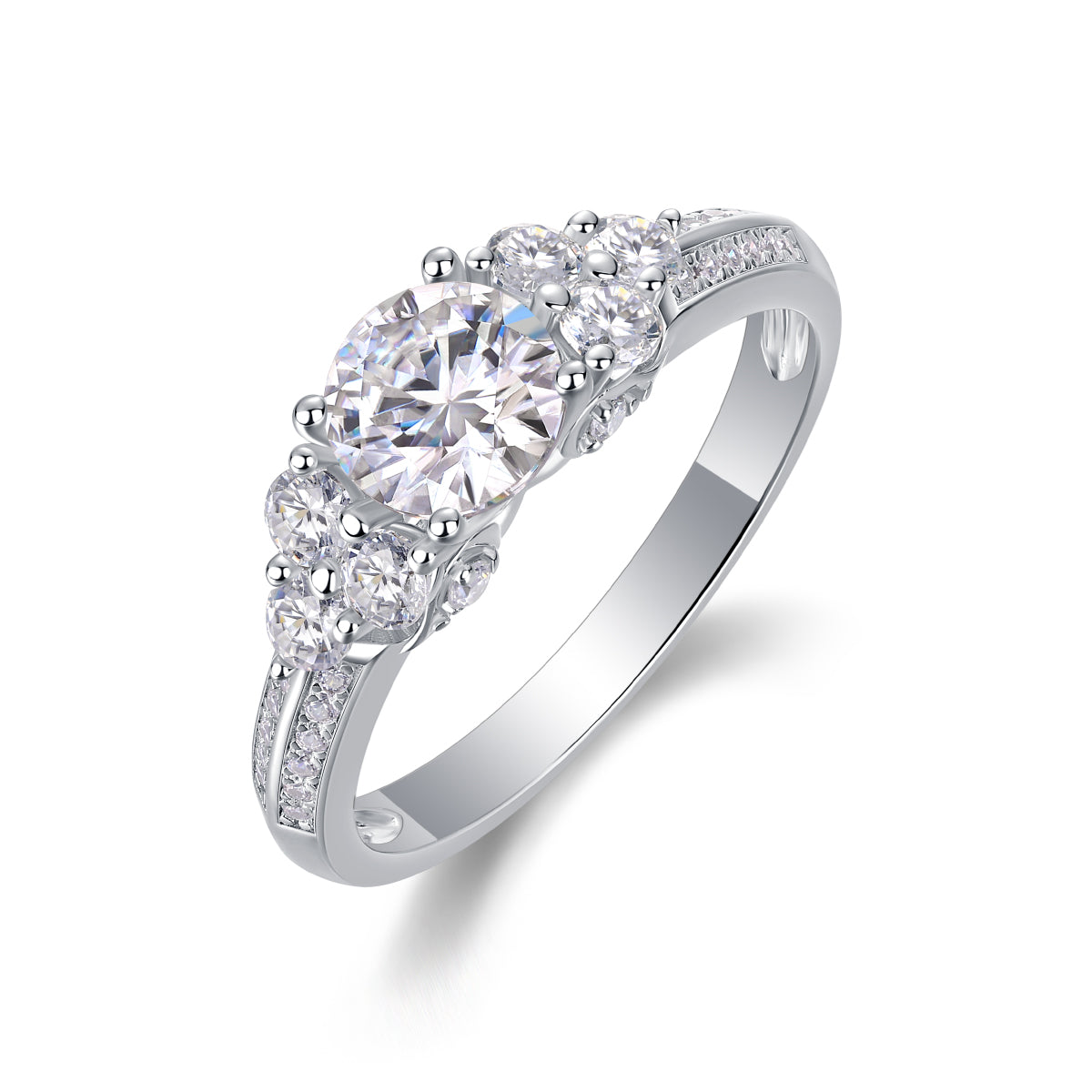Coral Dream Moissanite Ring 1 Carat Silver