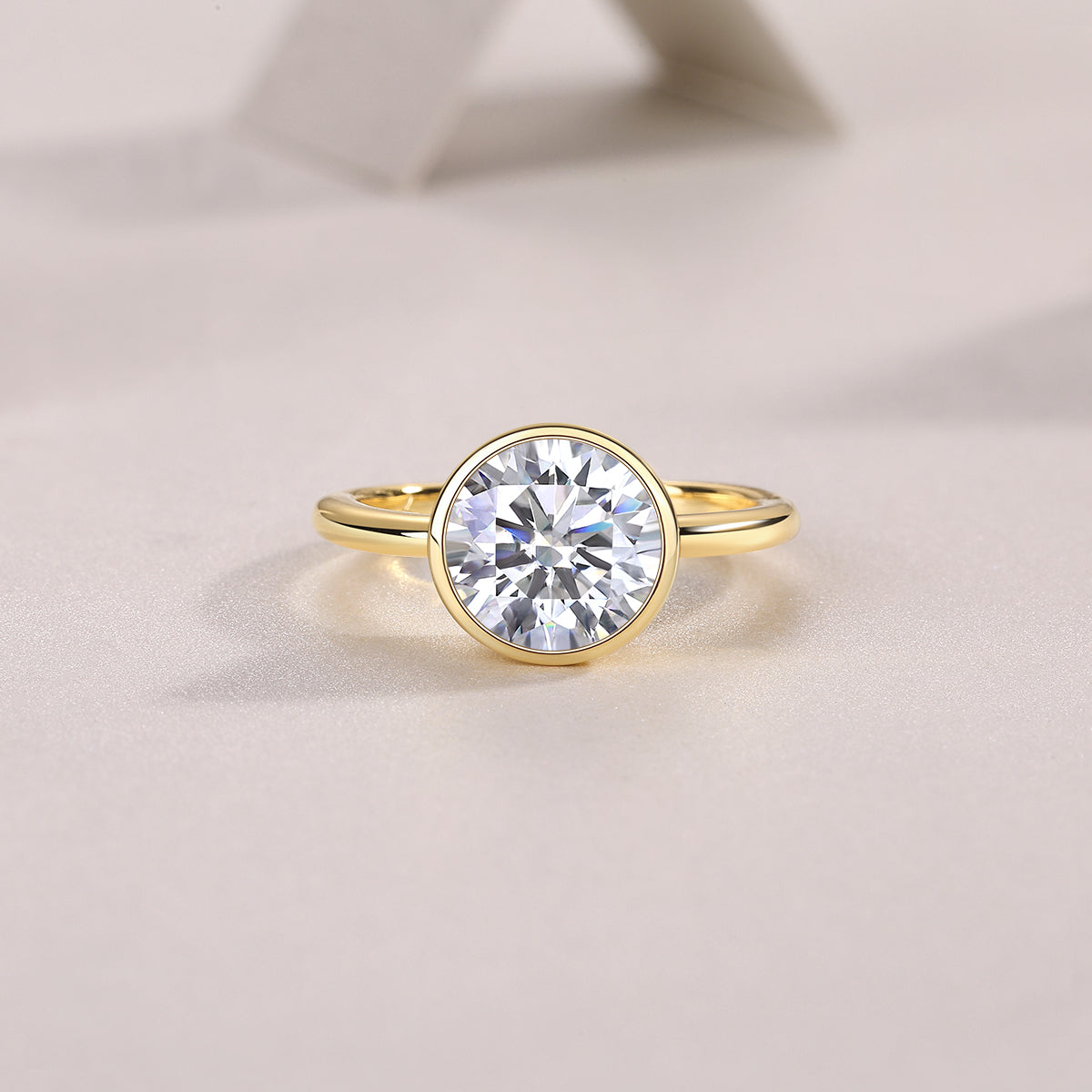 Moissanite Round Ring - Gold-Plated Silver