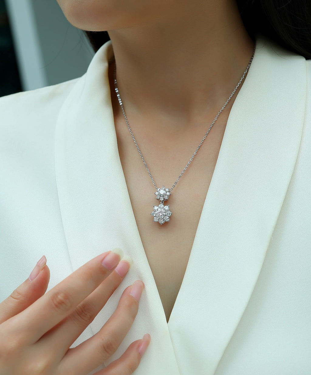 Sunshine Flower Necklace Moissanite 1ct Silver