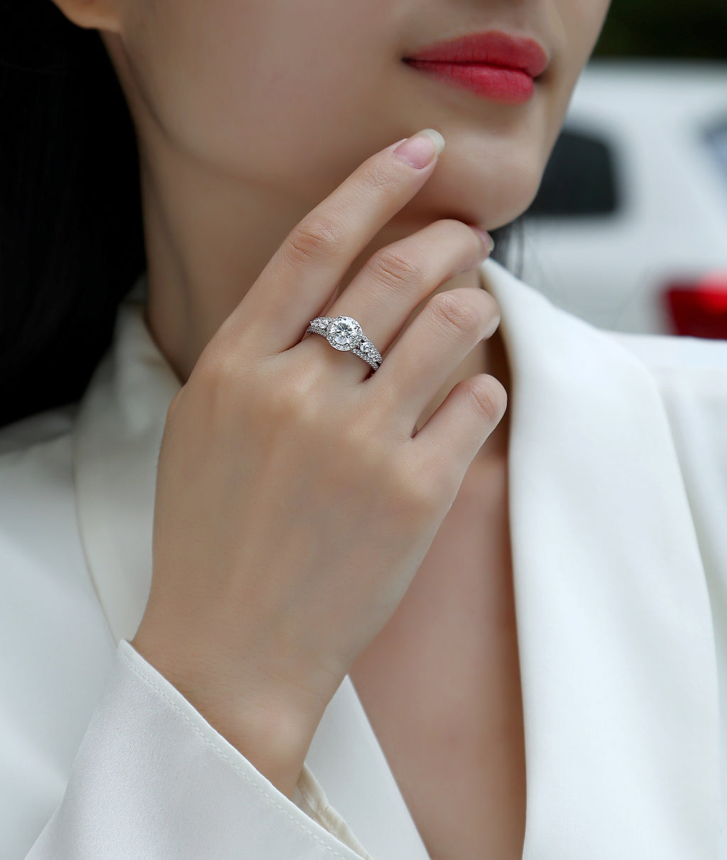 Moissanite Ring - 1 Carat S925 Silver Plated