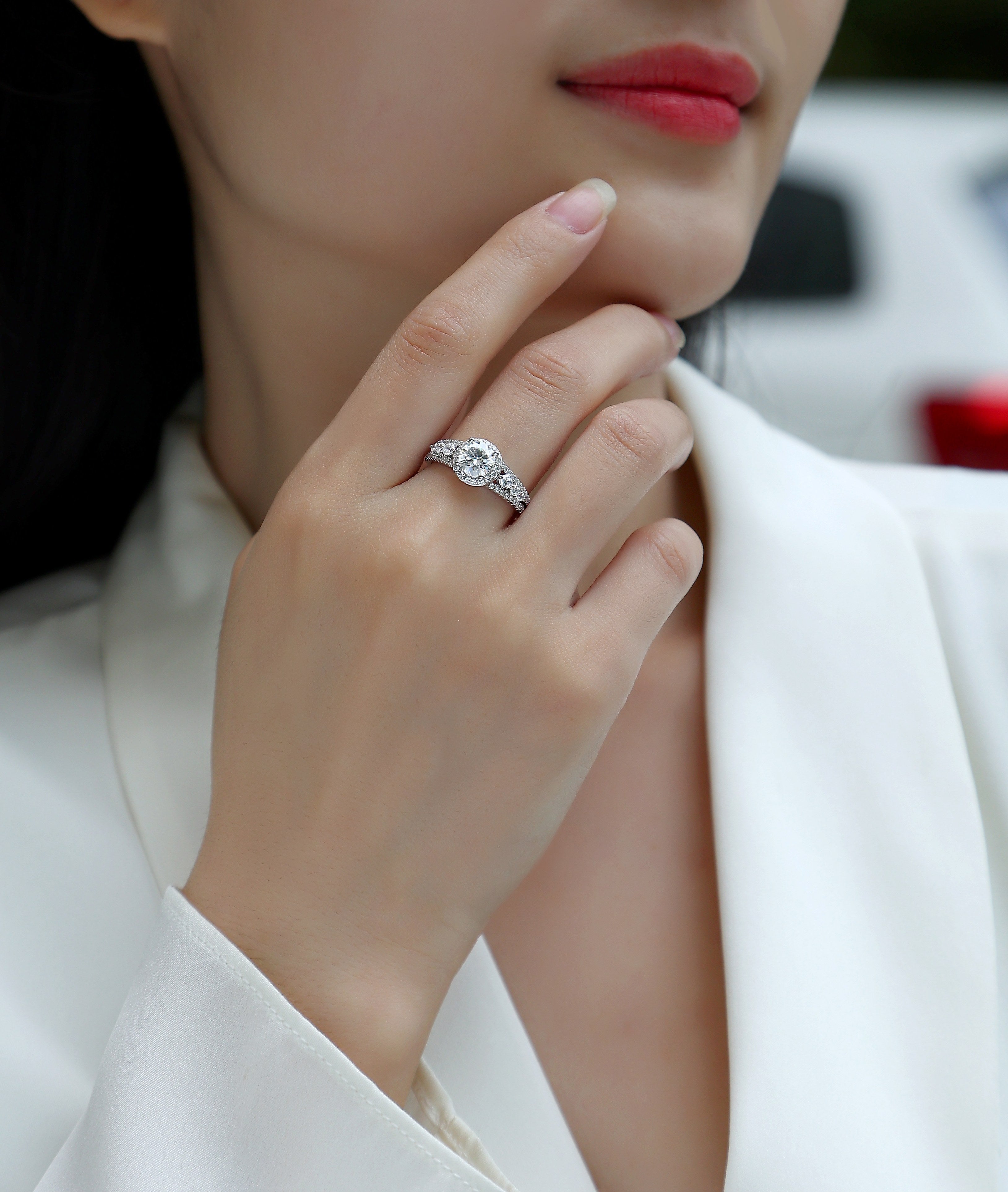 Moissanite Ring - 1 Carat S925 Silver Plated