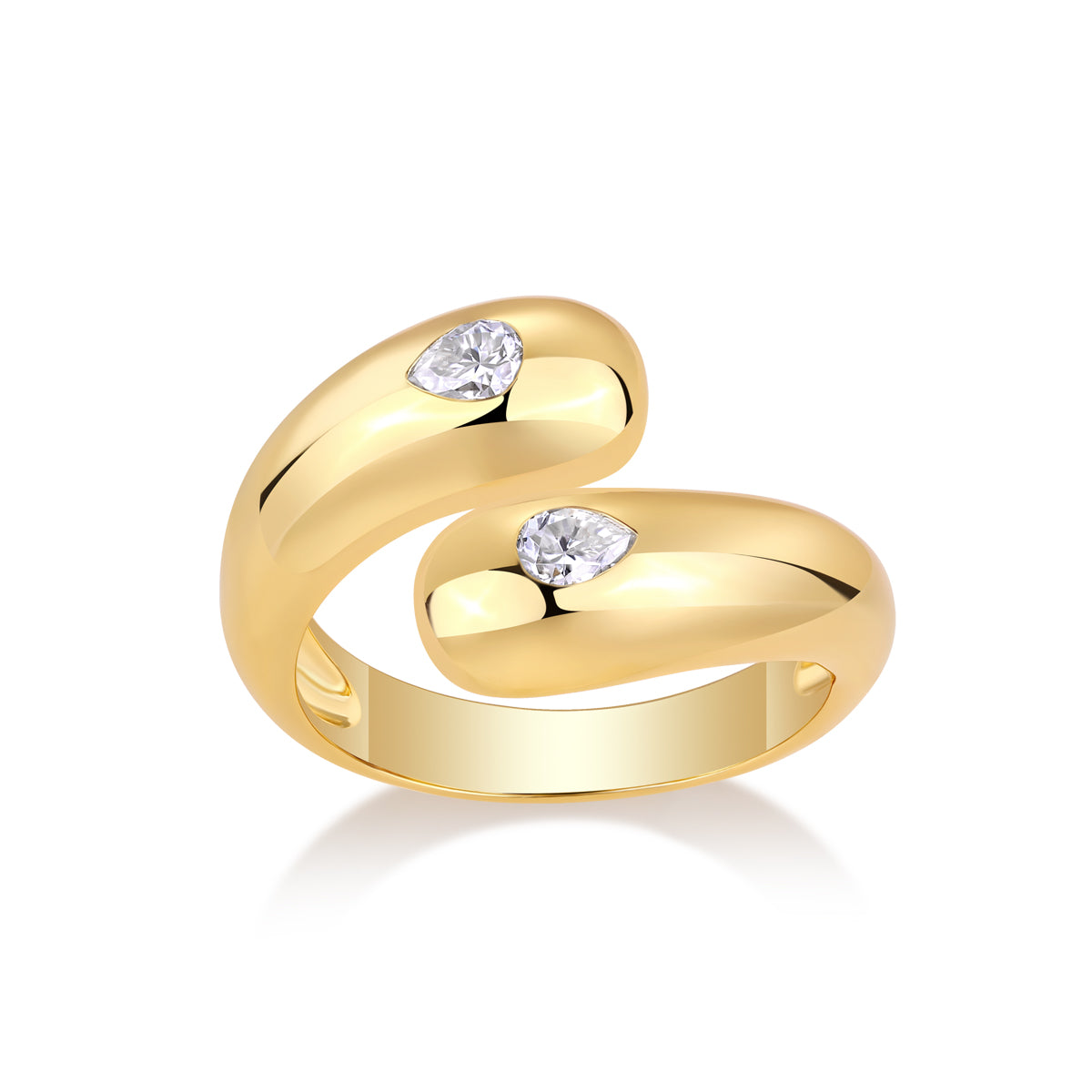 Zenith Arc Ring Moissanite Pear Gold