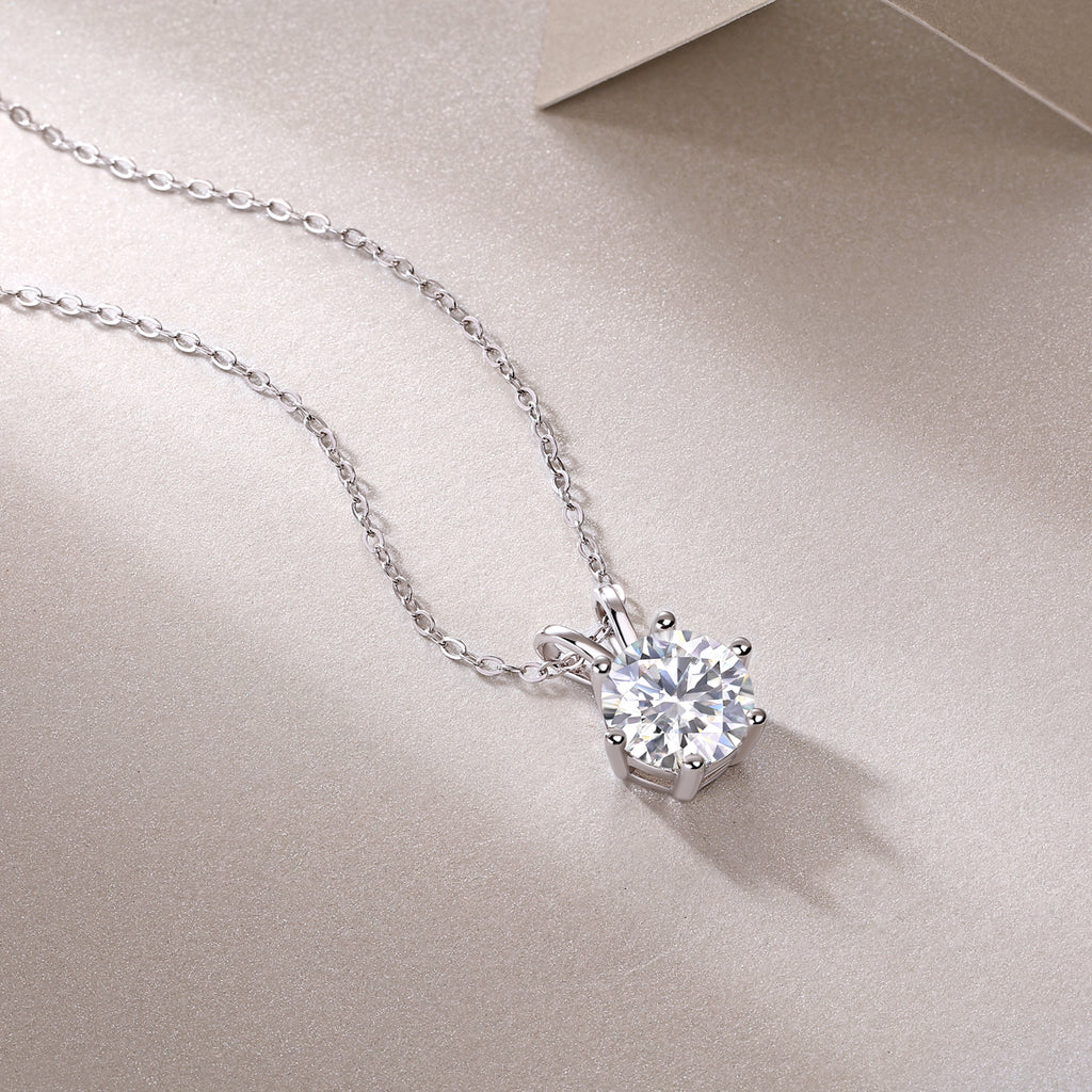 Capella Moissanite Necklace - 2ct Silver Platinum