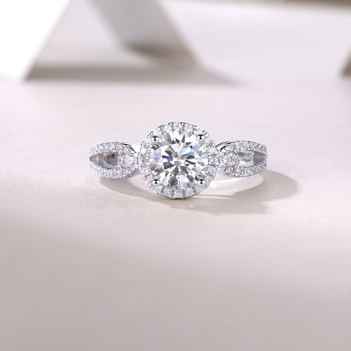 Moissanite Ring 1ct S925 Silver Platinum