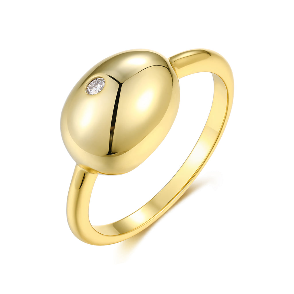 Golden Moissanite Ring - Gold-Plated Silver