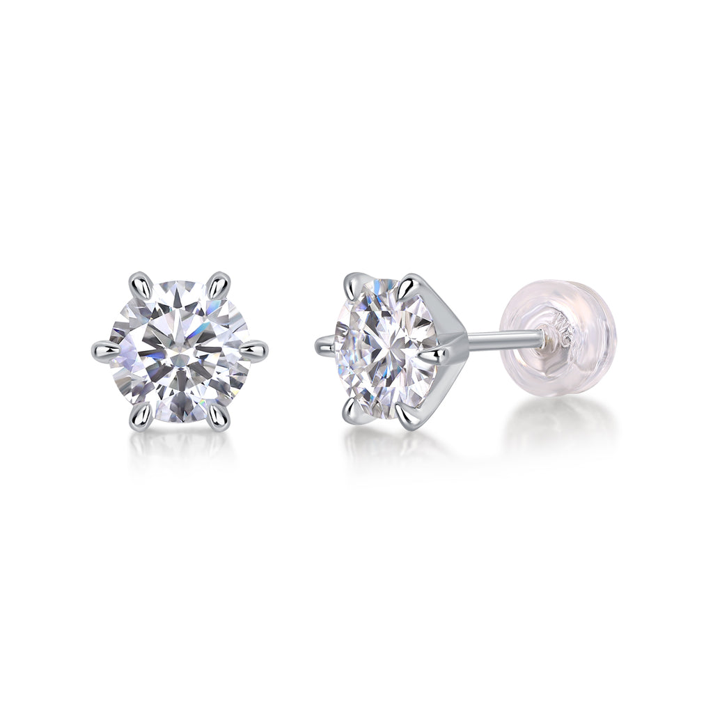 Moissanite Stud Earrings 1ct S925 Silver Platinum