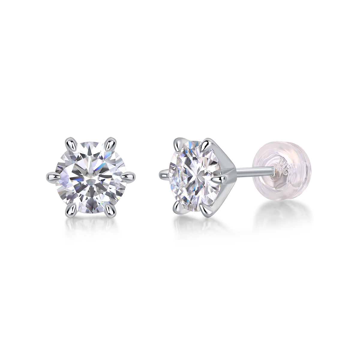 Moissanite Stud Earrings 1ct S925 Silver Platinum