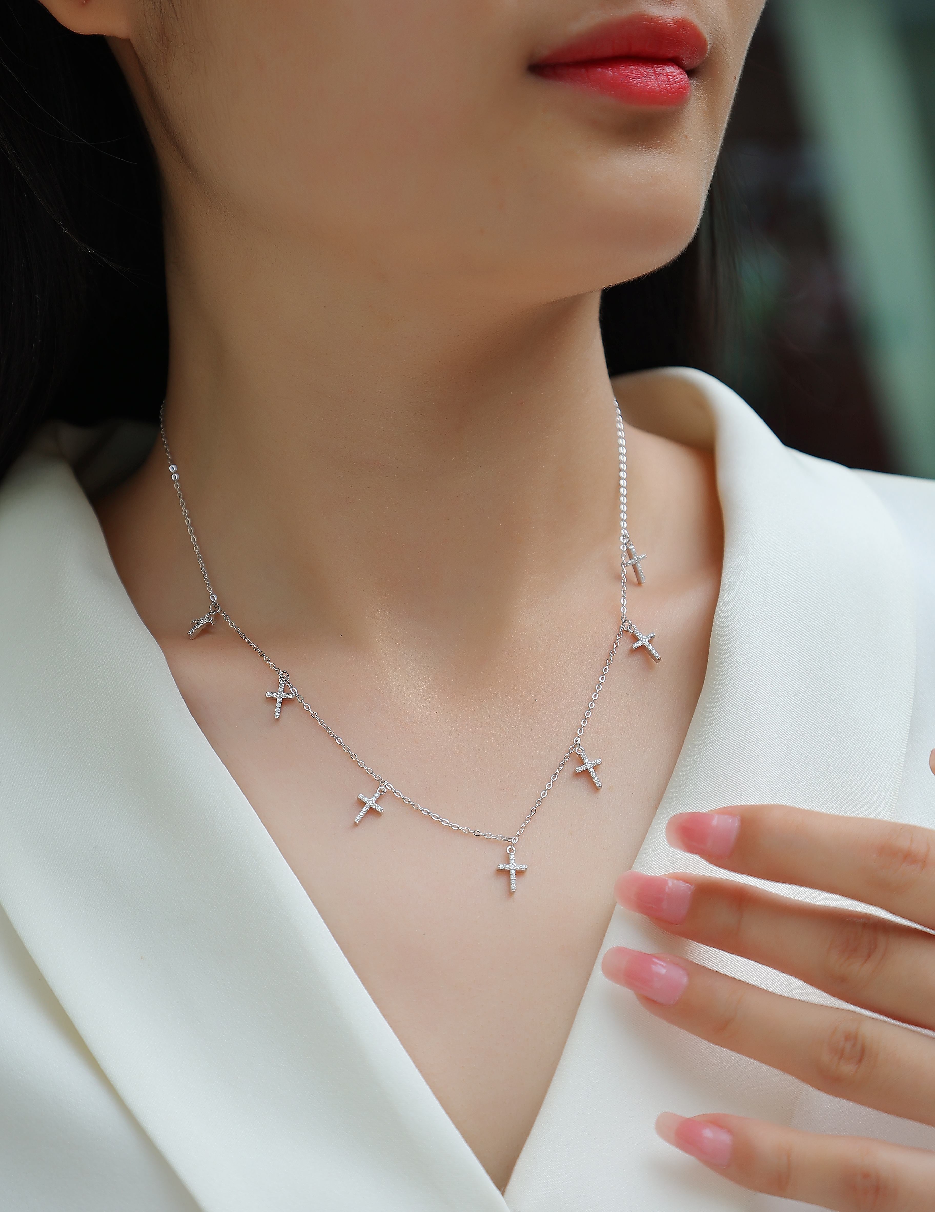 Heaven's Blessing Moissanite Necklace Silver