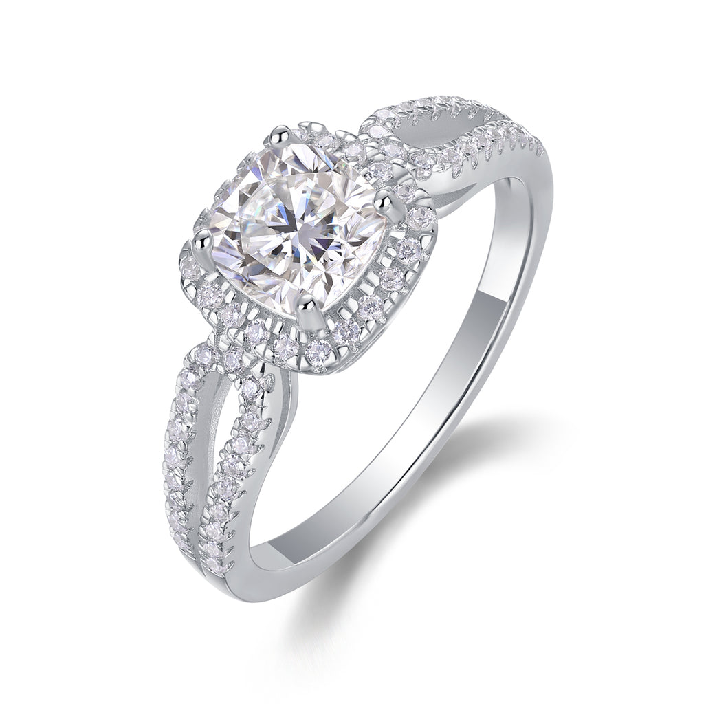 Moissanite Square Ring - S925 Silver Plated