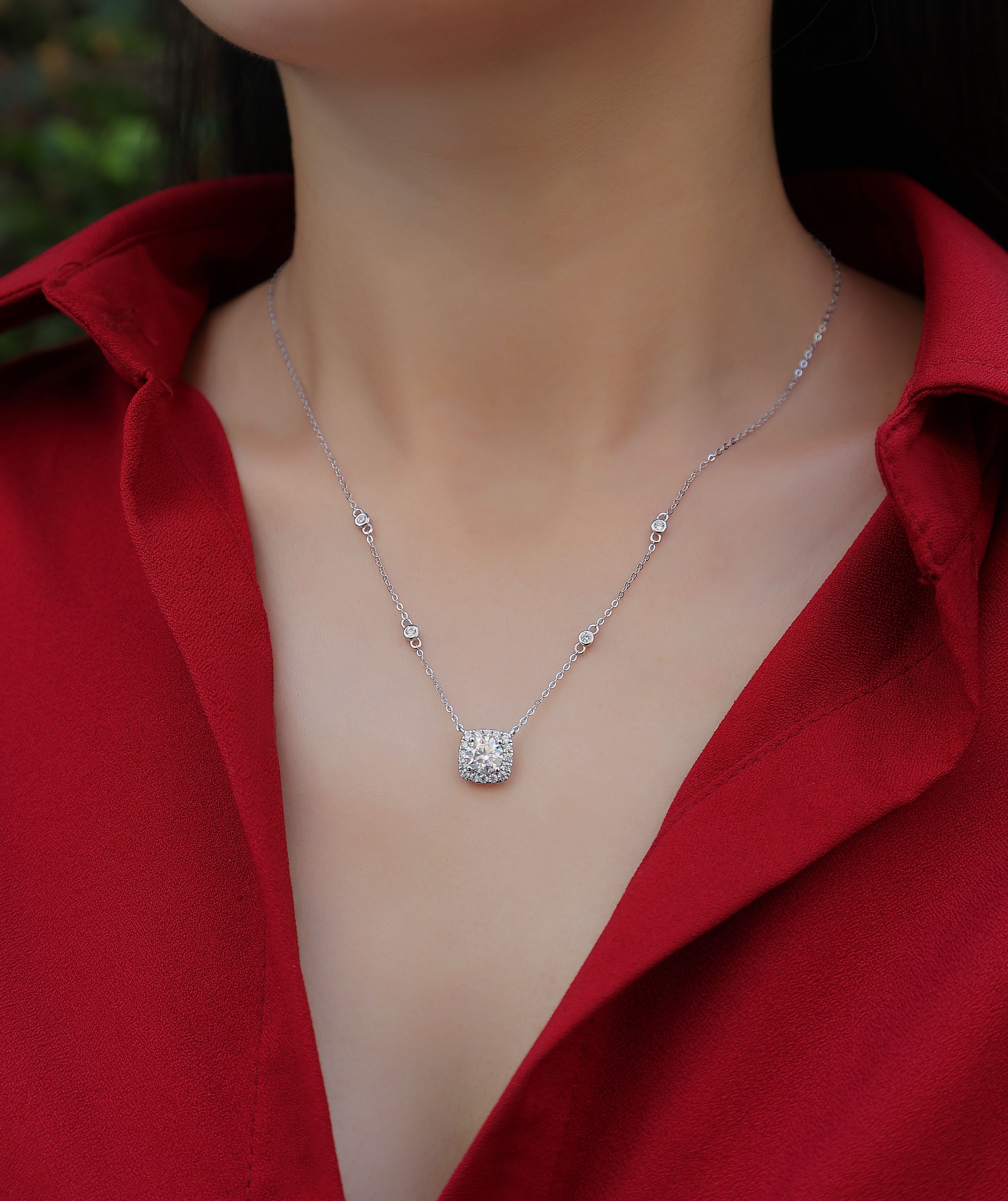 Night Mist Moissanite Necklace - S925 Silver 1ct