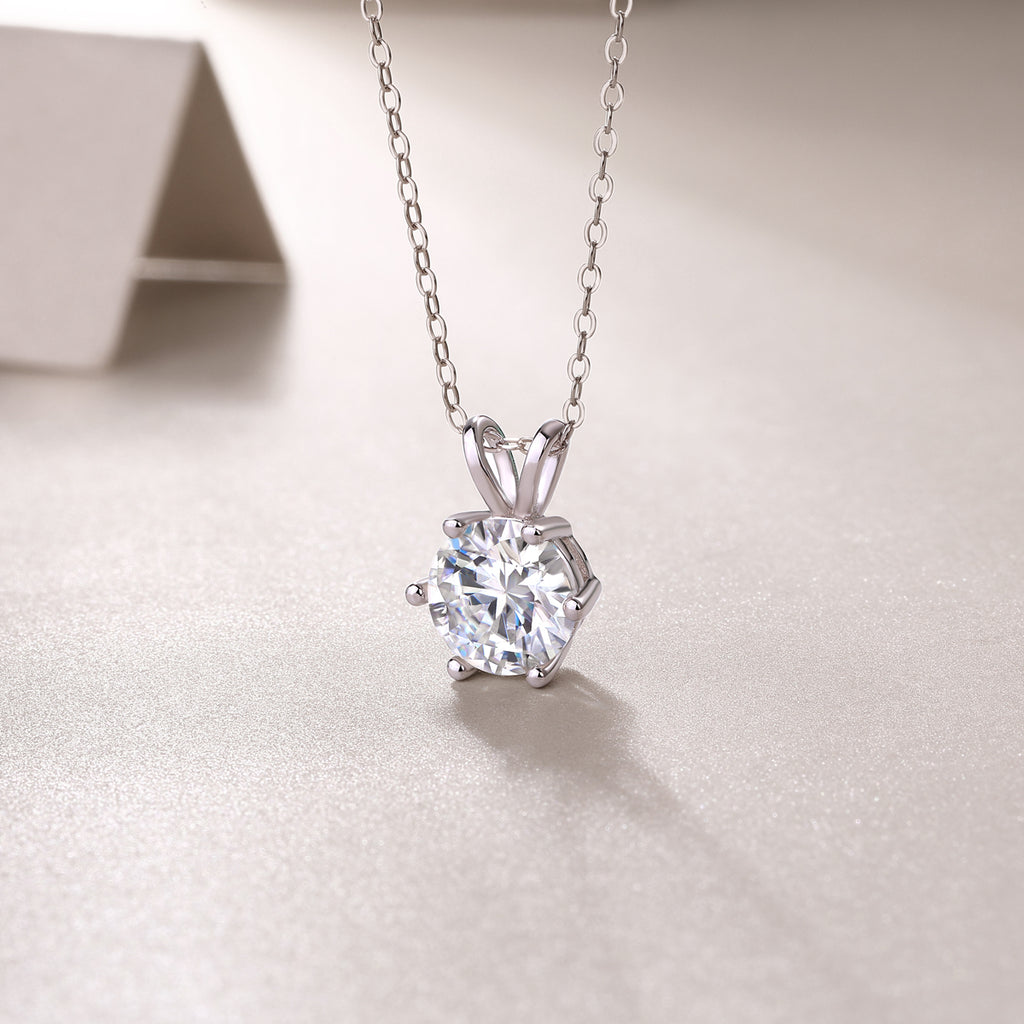 Capella Moissanite Necklace - 2ct Silver Platinum