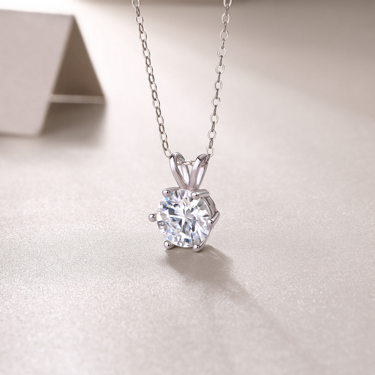 Capella Moissanite Necklace - 2ct Silver Platinum