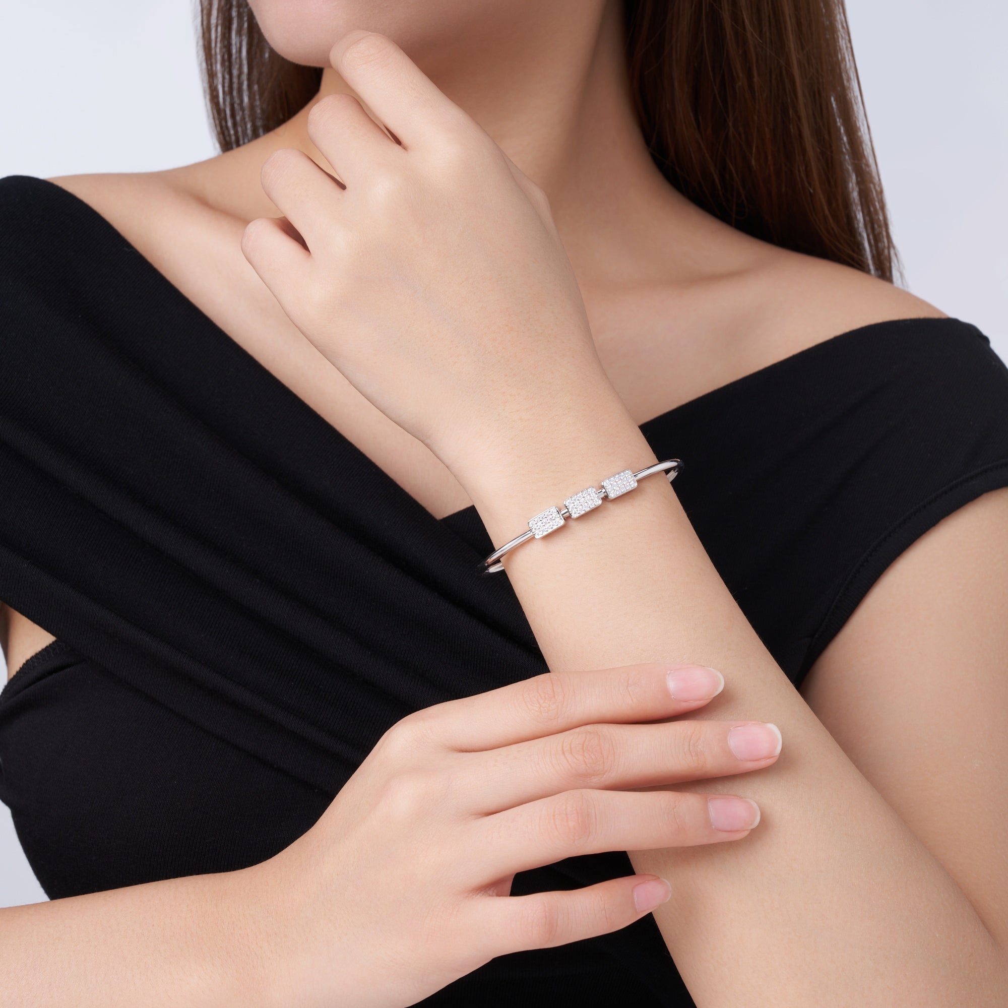 Satin Trace Moissanite Cuff S925 Silver