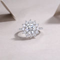 Moissanite Sunflower Ring 3 Carat Silver