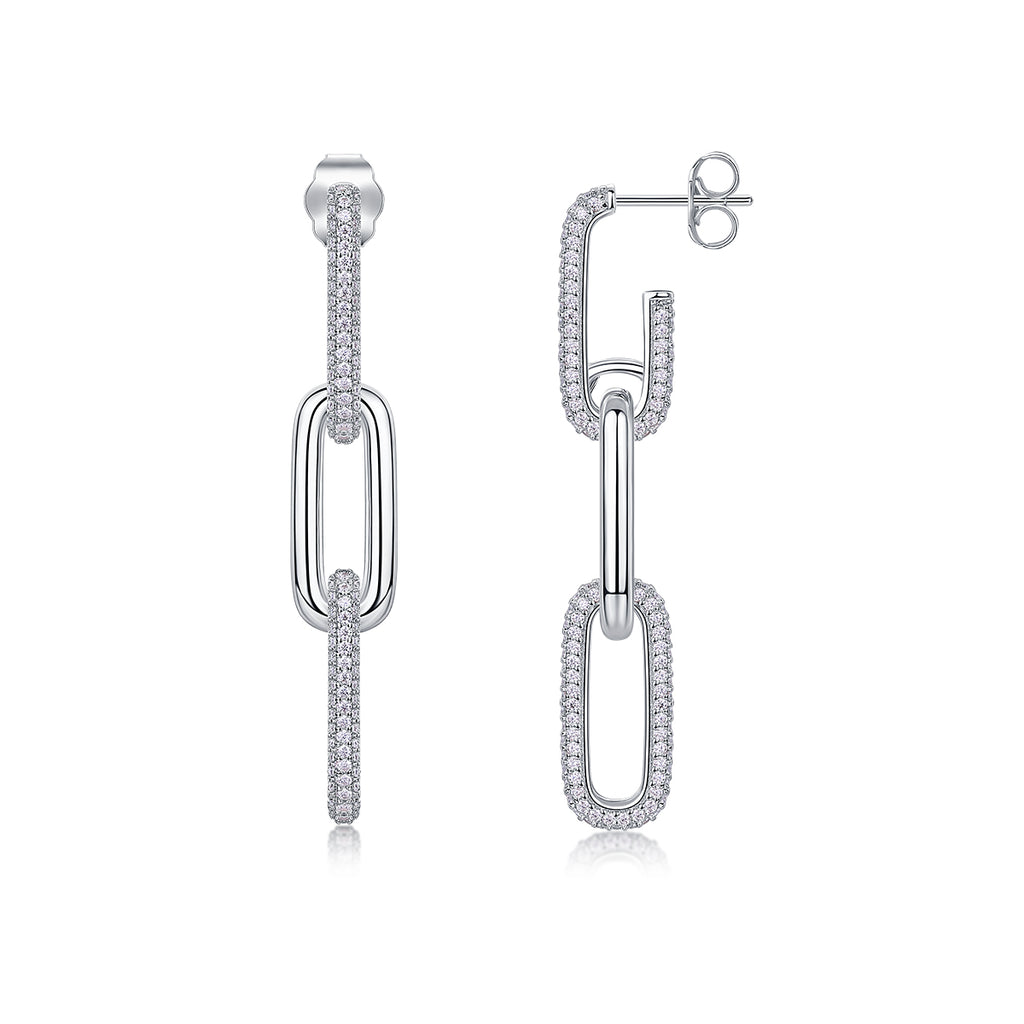 Infinity Chain Moissanite Earrings - Silver