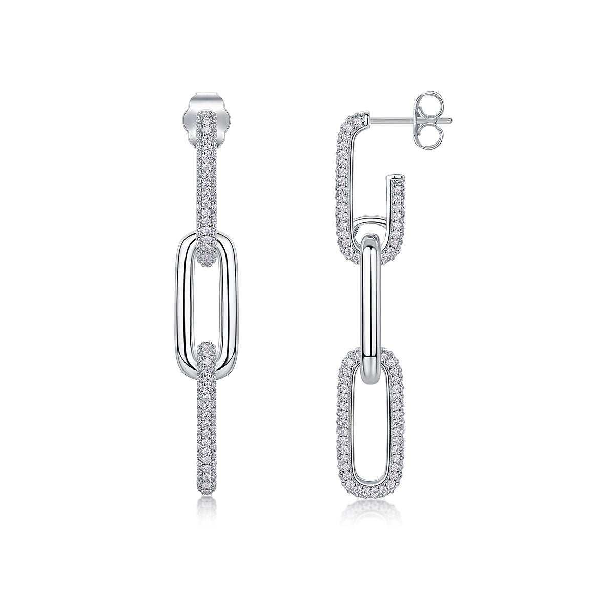Infinity Chain Moissanite Earrings - Silver