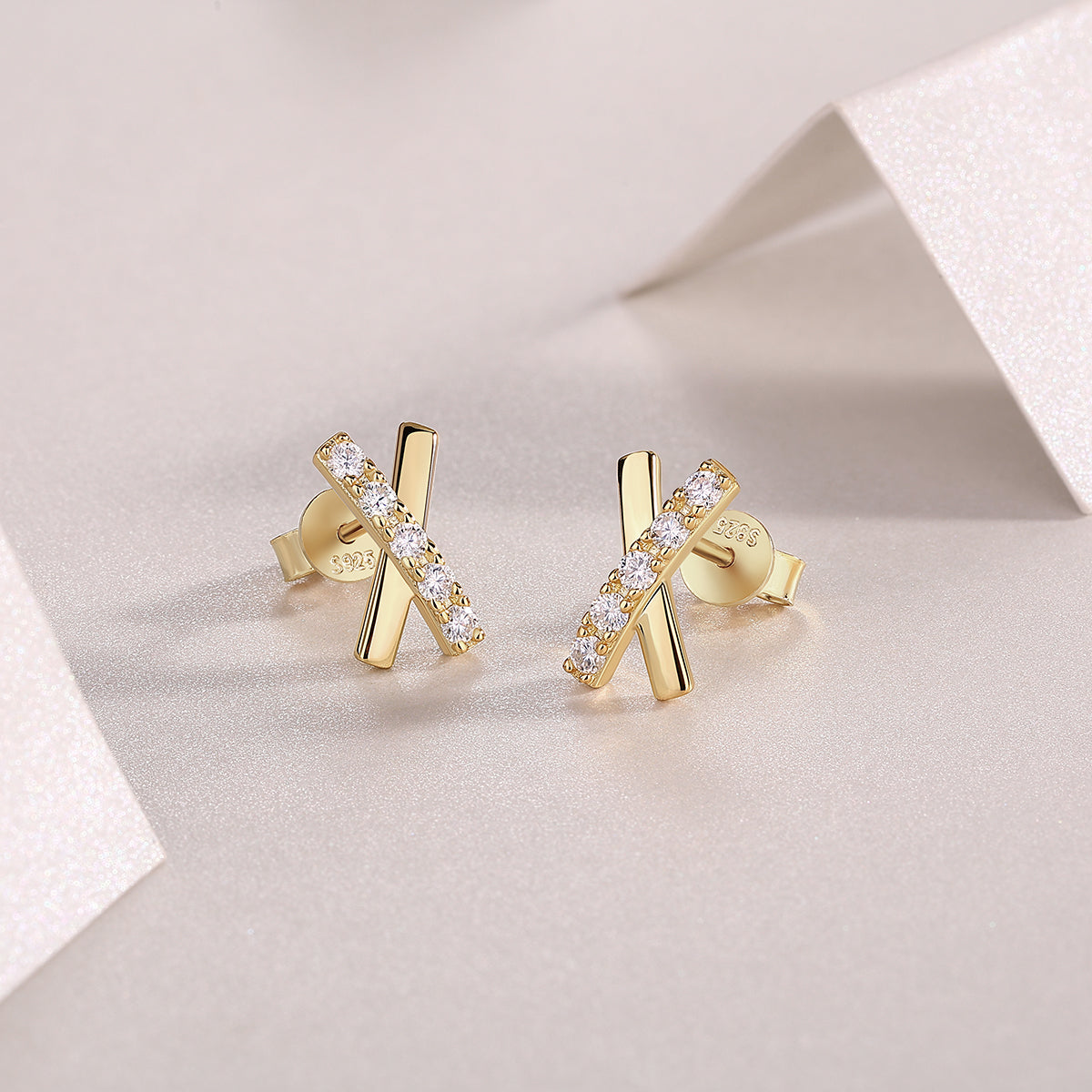 Quintessence Moissanite Stud Earrings Gold-Plated