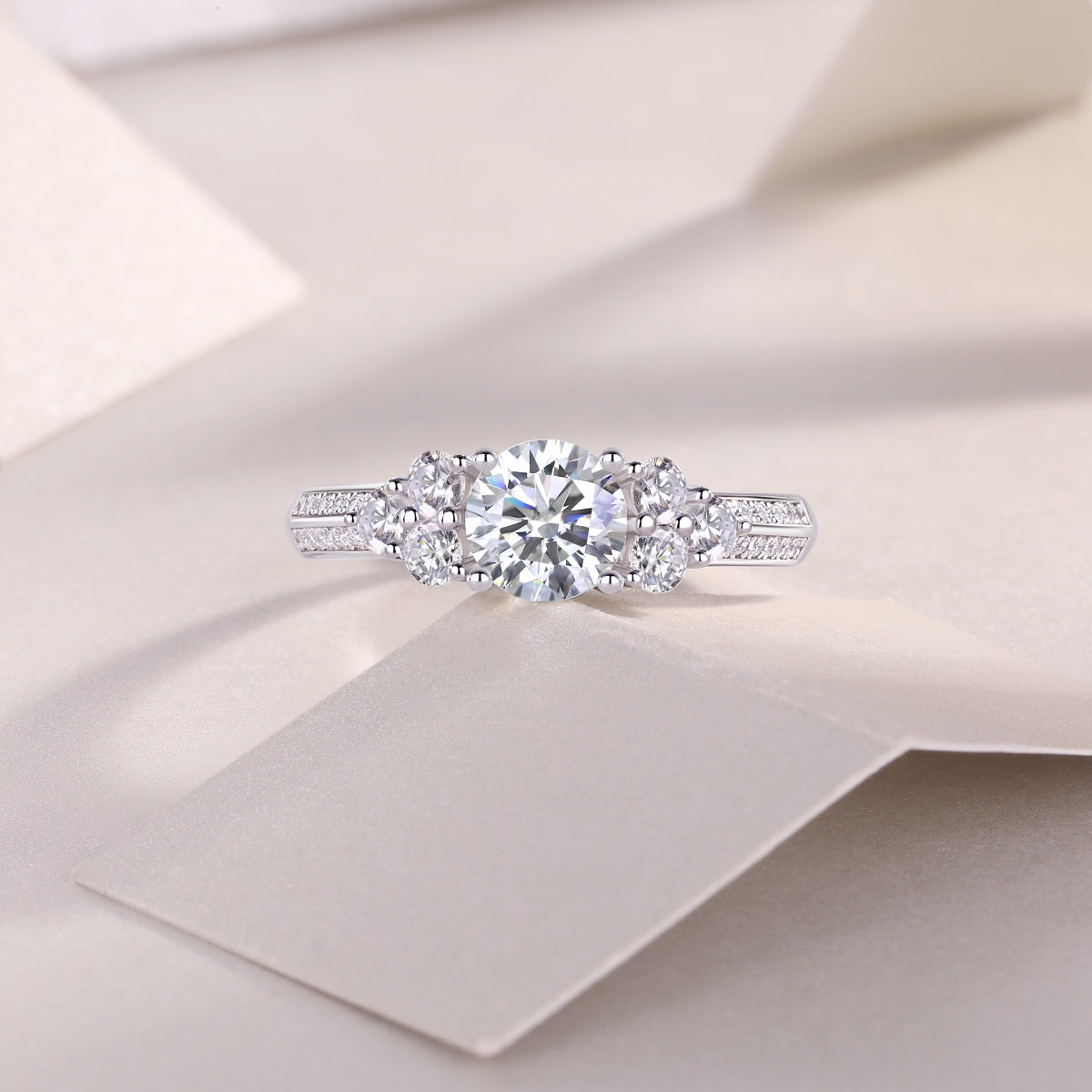 Coral Dream Moissanite Ring 1 Carat Silver