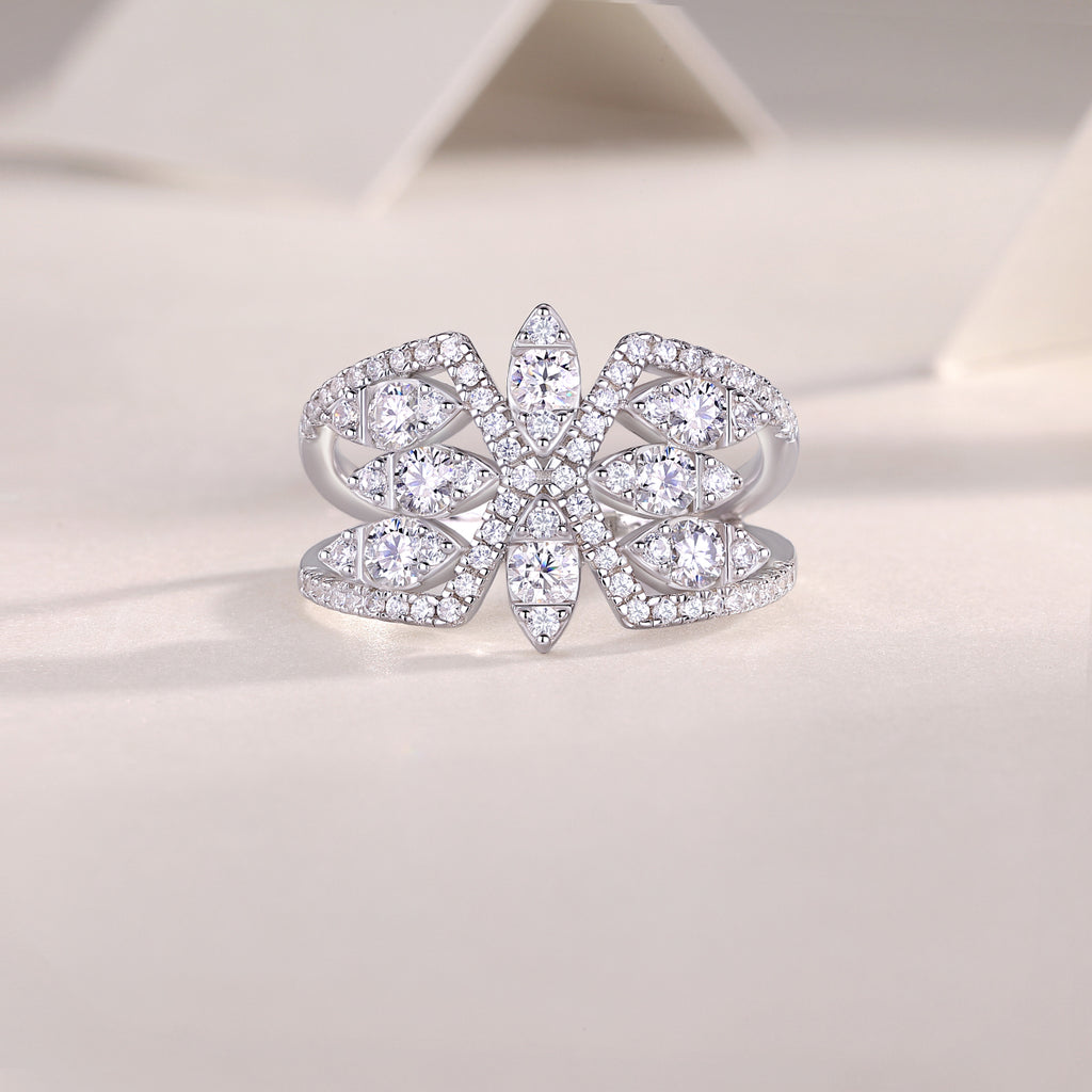 Silent Flower Moissanite Ring - S925 Silver