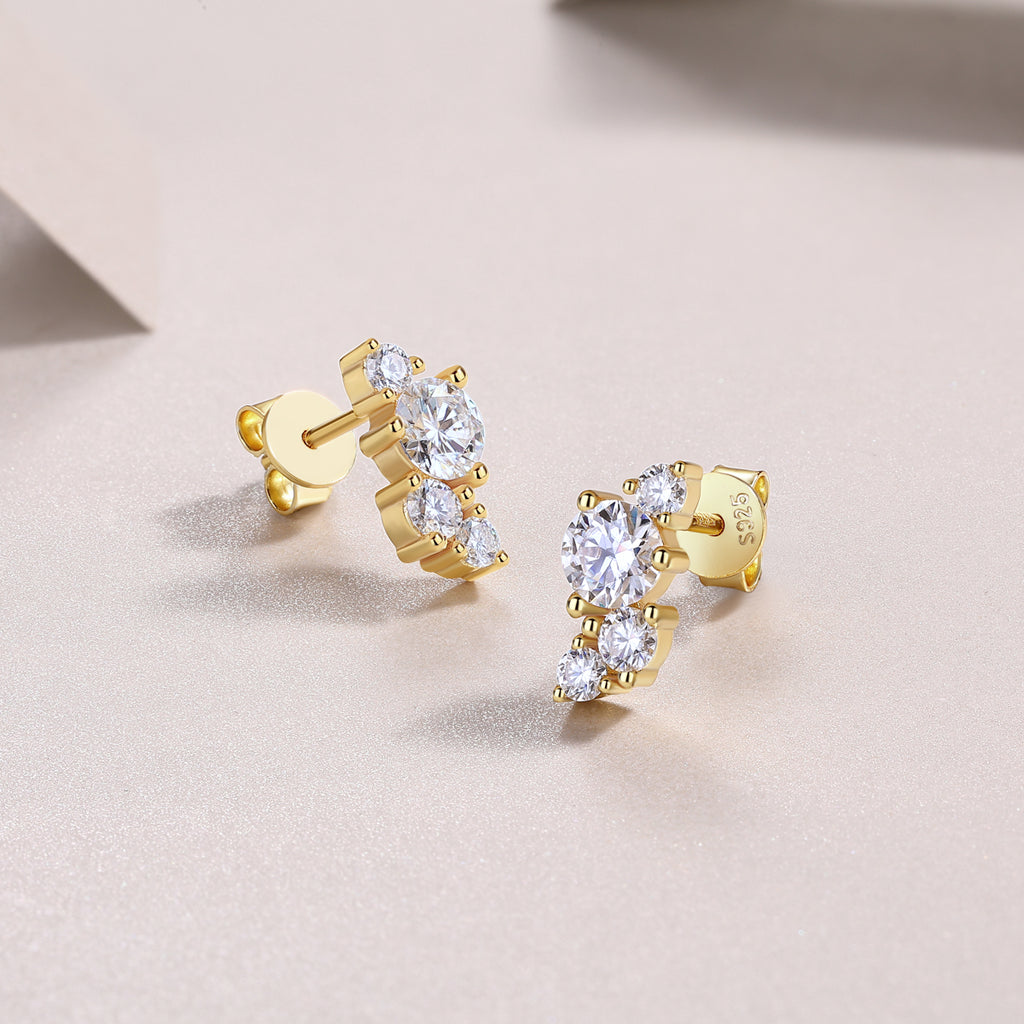 Silk Road Moissanite Stud Earrings - 0.5ct Gold